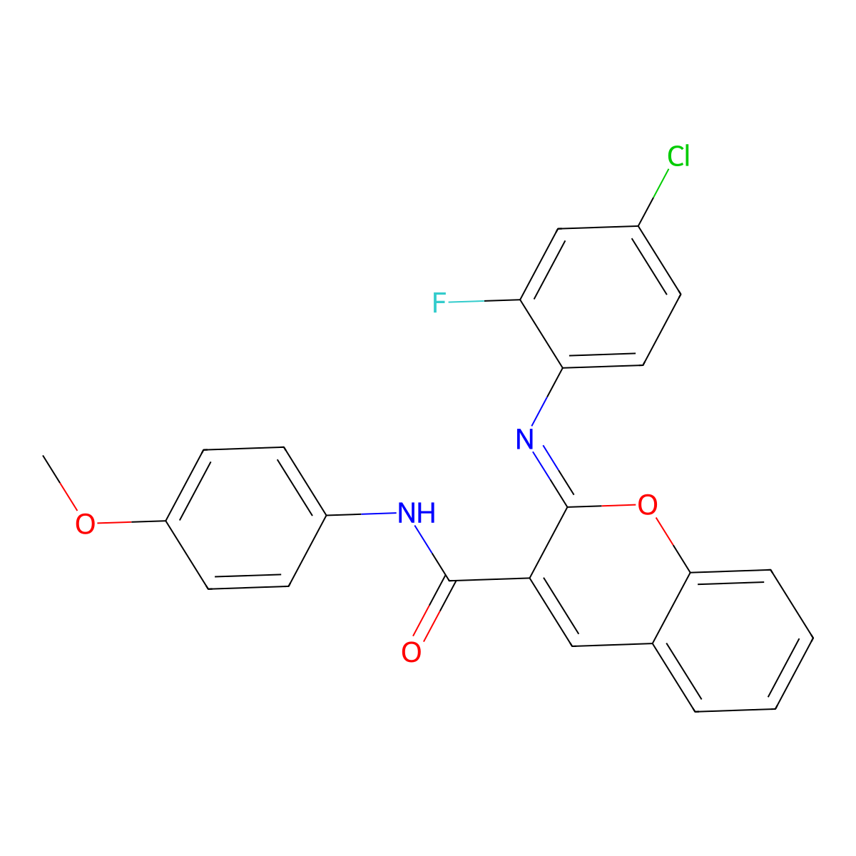 (2Z)-2-[(4-chloro-2-fluorophenyl)imino]-N-(4-methoxyphenyl)-2H-chromene-3-carboxamide molecular structure, CAS 1327187-57-4