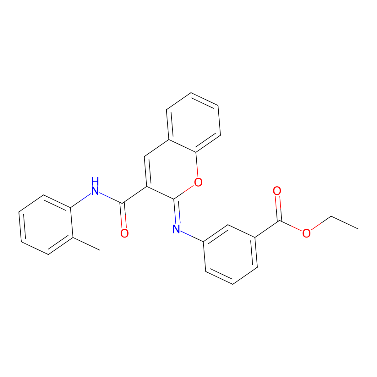 ethyl 3-{[(2Z)-3-[(2-methylphenyl)carbamoyl]-2H-chromen-2-ylidene]amino}benzoate molecular structure, CAS 1327187-60-9
