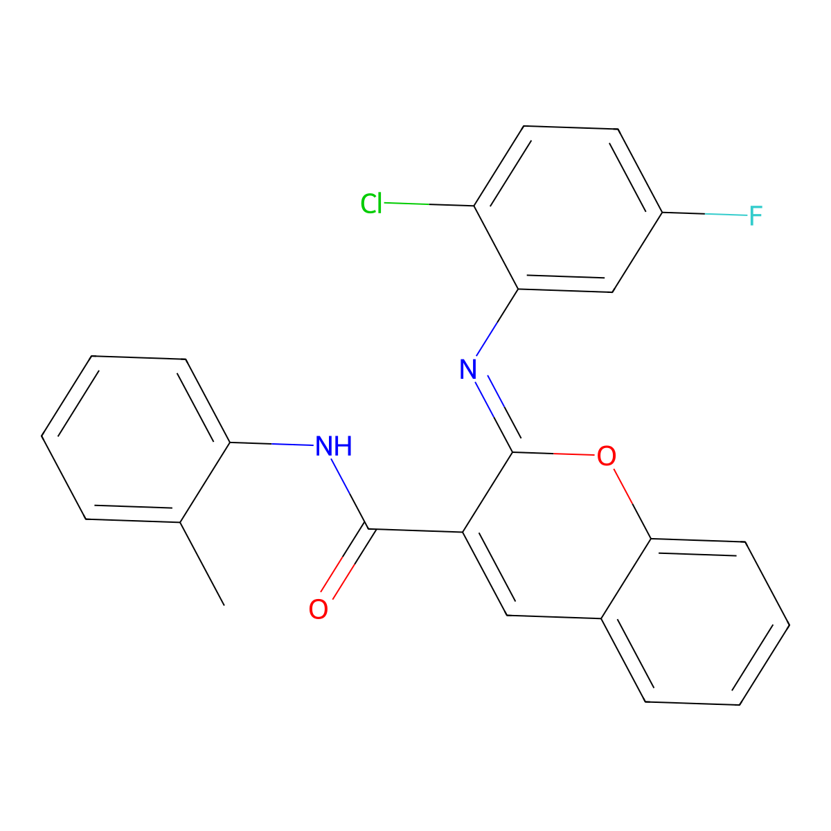 (2Z)-2-[(2-chloro-5-fluorophenyl)imino]-N-(2-methylphenyl)-2H-chromene-3-carboxamide molecular structure, CAS 1327187-67-6