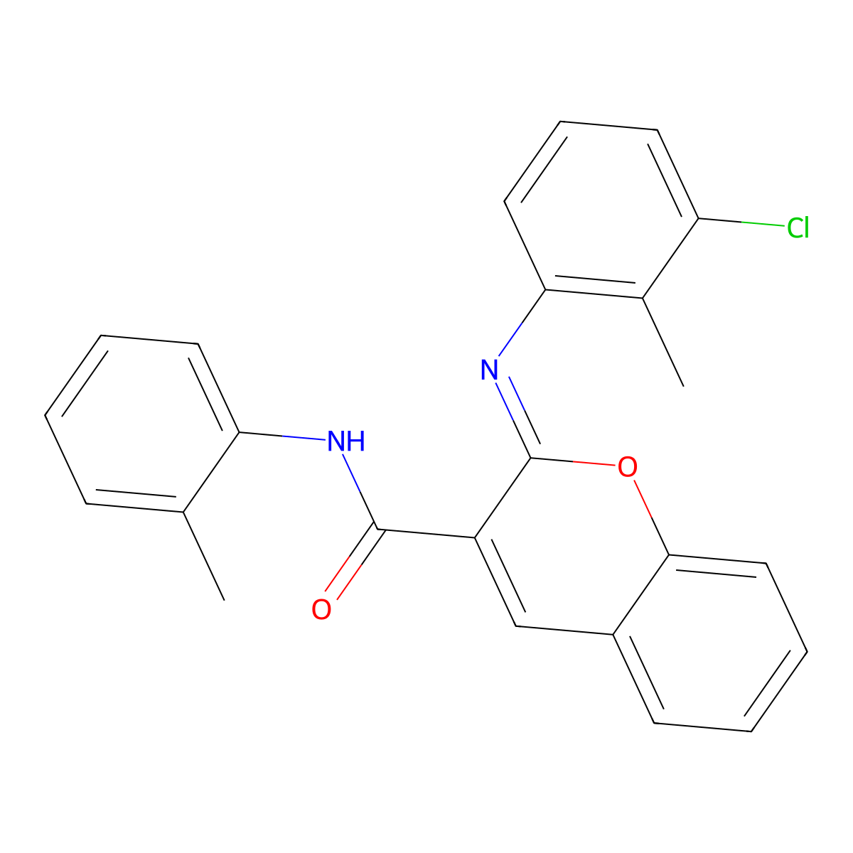 (2Z)-2-[(3-chloro-2-methylphenyl)imino]-N-(2-methylphenyl)-2H-chromene-3-carboxamide molecular structure, CAS 1327187-70-1