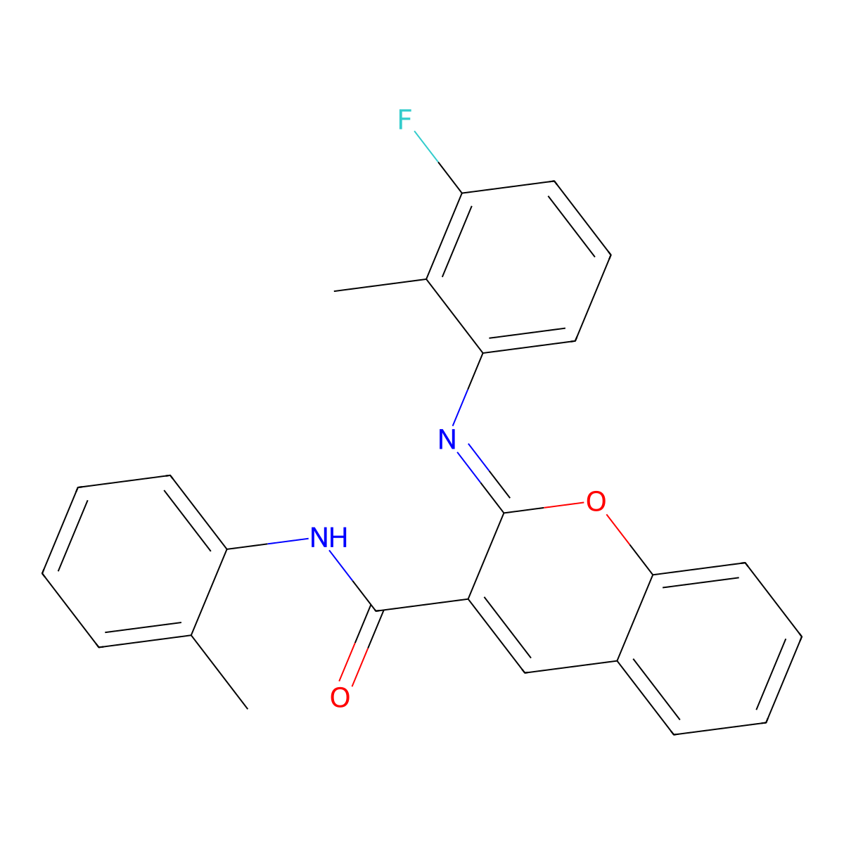 (2Z)-2-[(3-fluoro-2-methylphenyl)imino]-N-(2-methylphenyl)-2H-chromene-3-carboxamide molecular structure, CAS 1327187-76-7