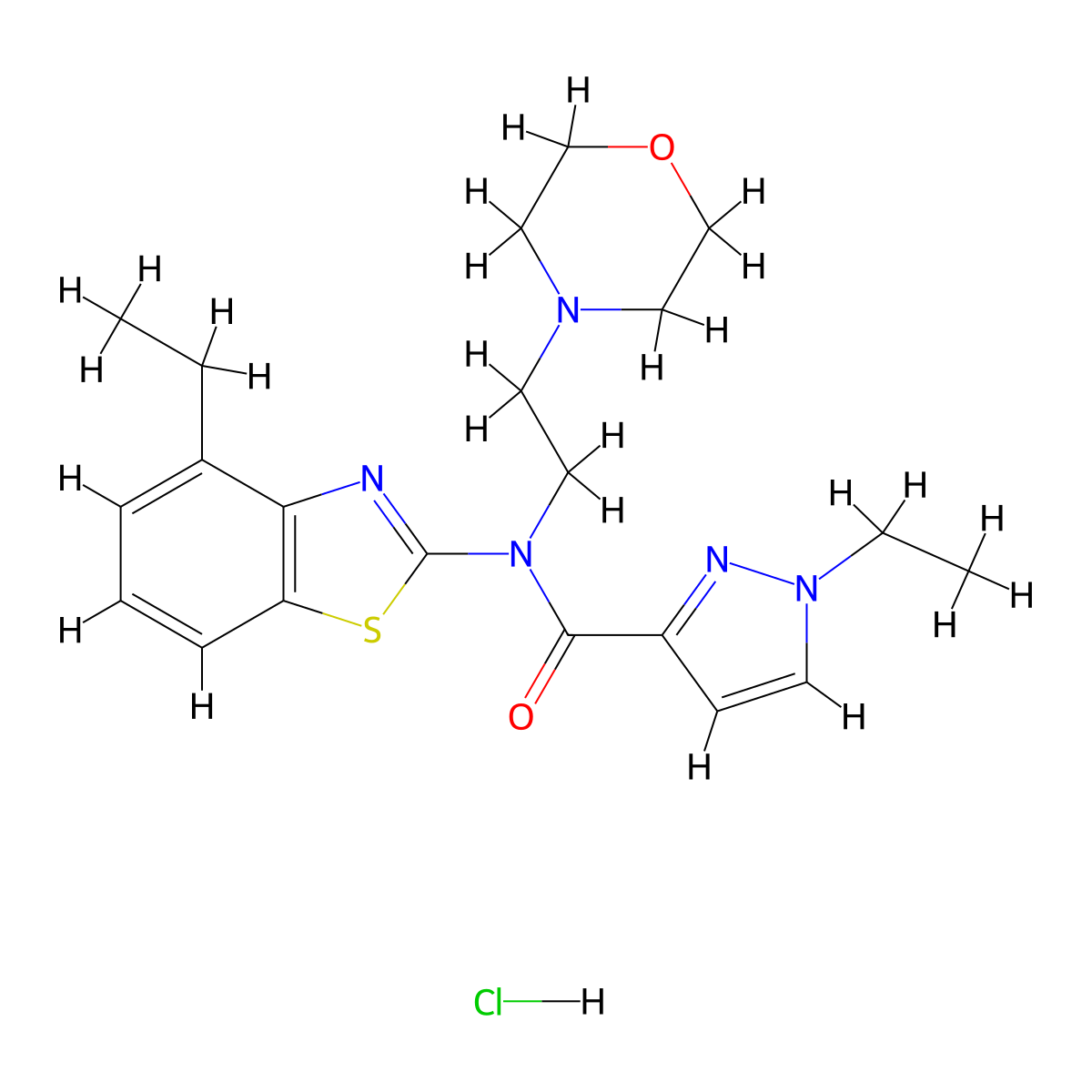 1-ethyl-N-(4-ethylbenzo[d]thiazol-2-yl)-N-(2-morpholinoethyl)-1H-pyrazole-3-carboxamide hydrochloride molecular structure, CAS 1327193-17-8