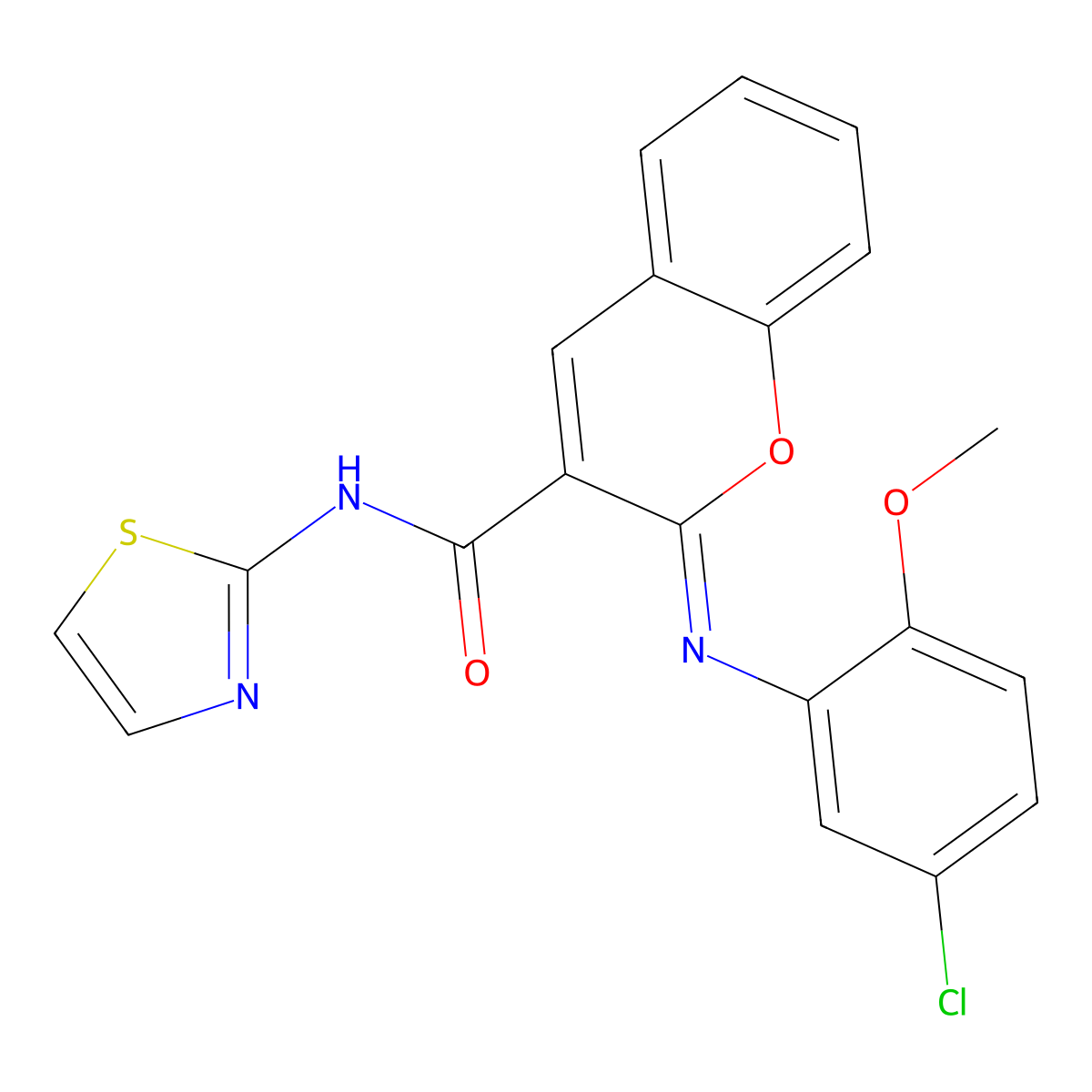 (2Z)-2-[(5-chloro-2-methoxyphenyl)imino]-N-(1,3-thiazol-2-yl)-2H-chromene-3-carboxamide molecular structure, CAS 1327193-94-1