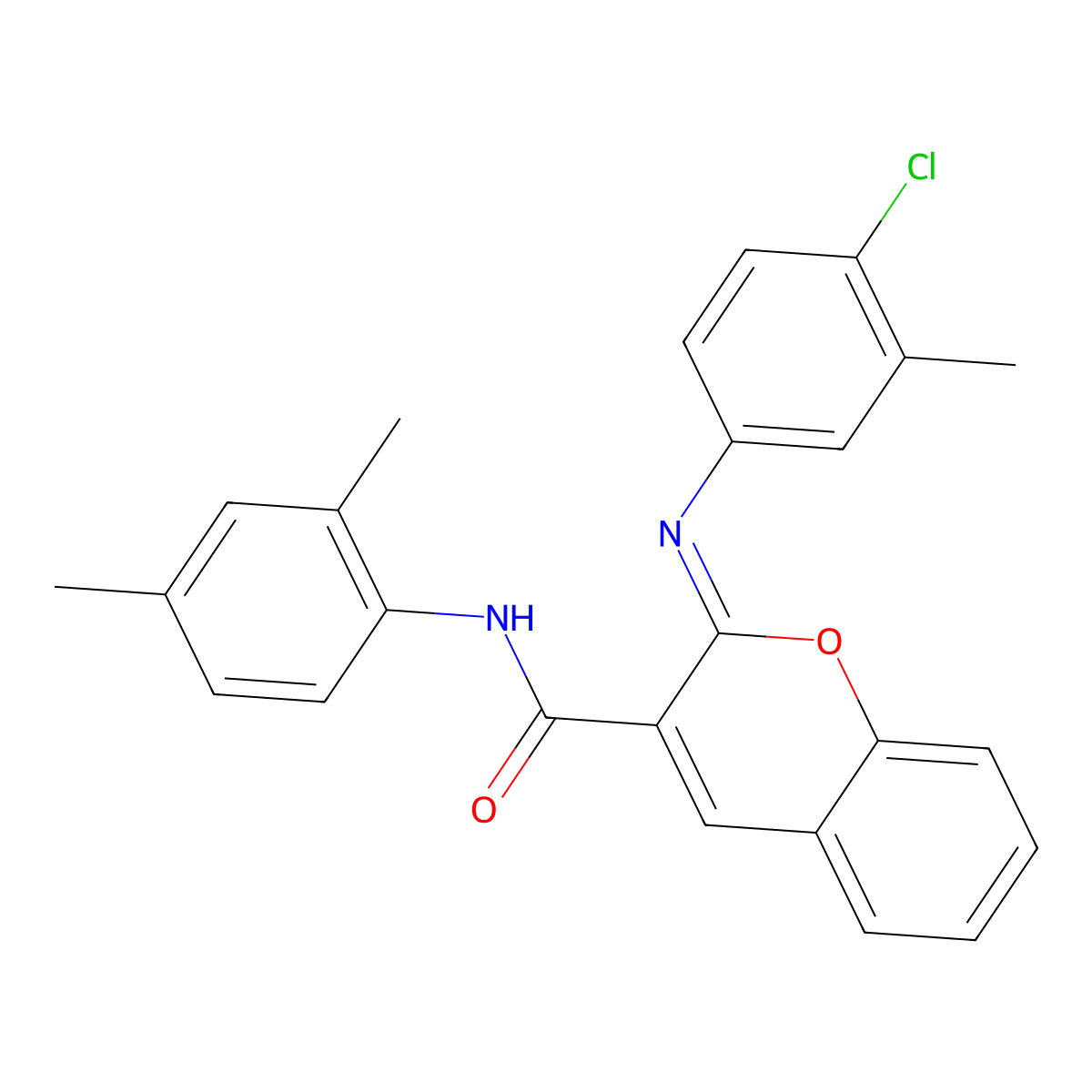 (2Z)-2-[(4-chloro-3-methylphenyl)imino]-N-(2,4-dimethylphenyl)-2H-chromene-3-carboxamide molecular structure, CAS 1327193-99-6
