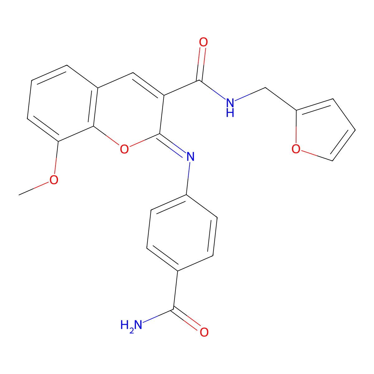 (2Z)-2-[(4-carbamoylphenyl)imino]-N-(furan-2-ylmethyl)-8-methoxy-2H-chromene-3-carboxamide molecular structure, CAS 1327194-07-9