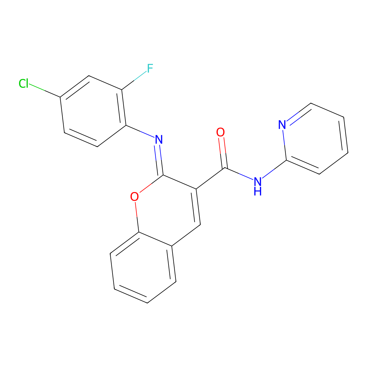 (2Z)-2-[(4-chloro-2-fluorophenyl)imino]-N-(pyridin-2-yl)-2H-chromene-3-carboxamide molecular structure, CAS 1327194-12-6