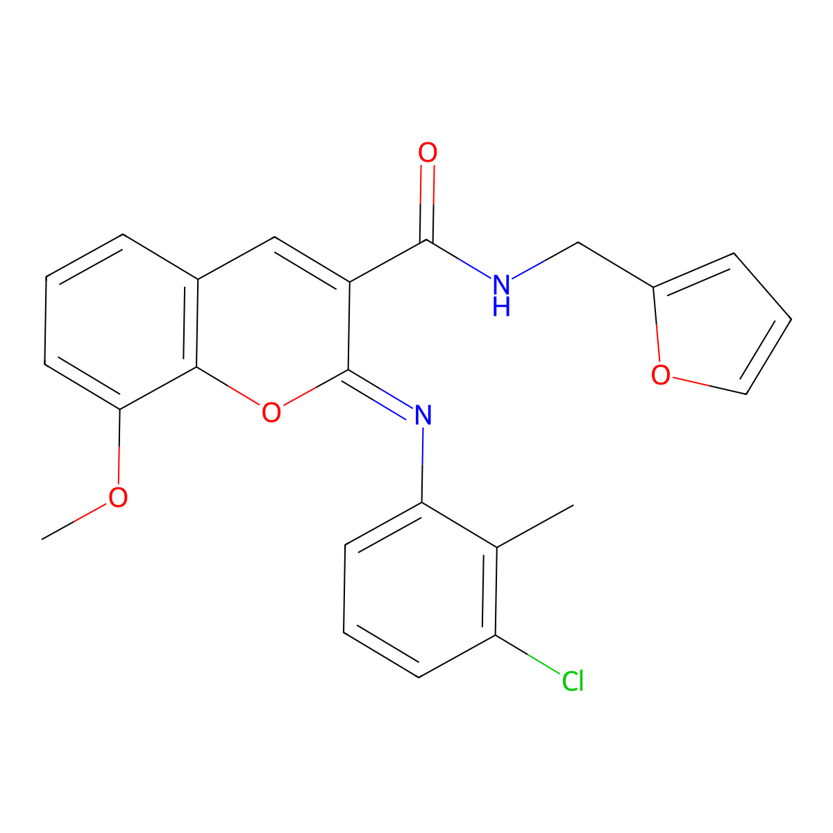 (2Z)-2-[(3-chloro-2-methylphenyl)imino]-N-[(furan-2-yl)methyl]-8-methoxy-2H-chromene-3-carboxamide molecular structure, CAS 1327194-16-0