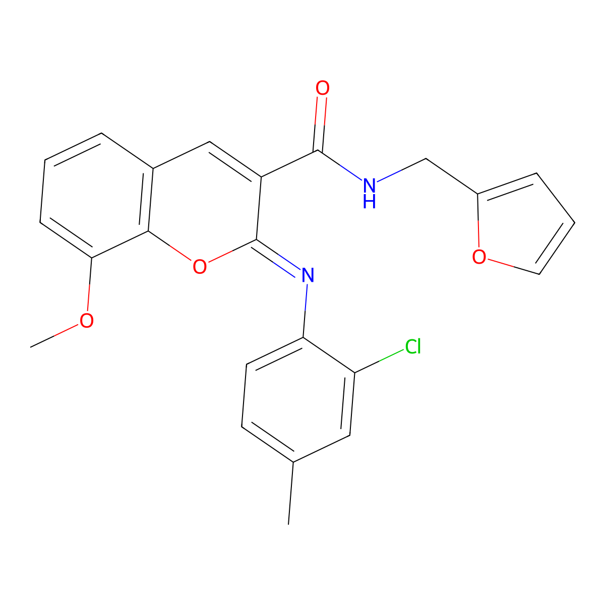 (2Z)-2-[(2-chloro-4-methylphenyl)imino]-N-(furan-2-ylmethyl)-8-methoxy-2H-chromene-3-carboxamide molecular structure, CAS 1327194-21-7