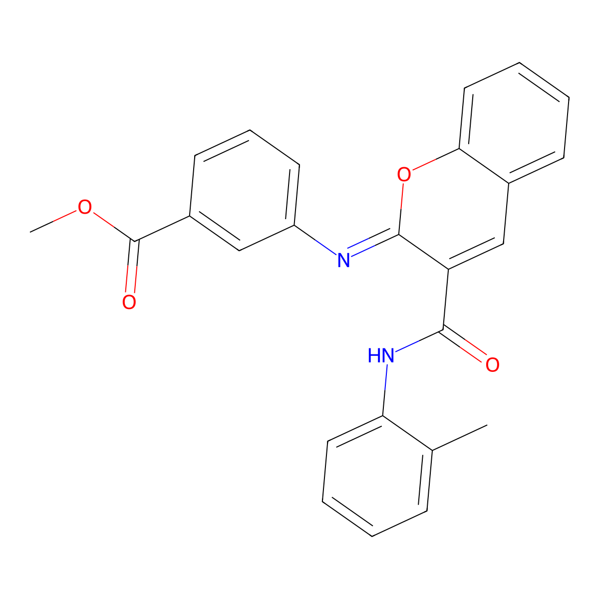 methyl 3-{[(2Z)-3-[(2-methylphenyl)carbamoyl]-2H-chromen-2-ylidene]amino}benzoate molecular structure, CAS 1327194-42-2