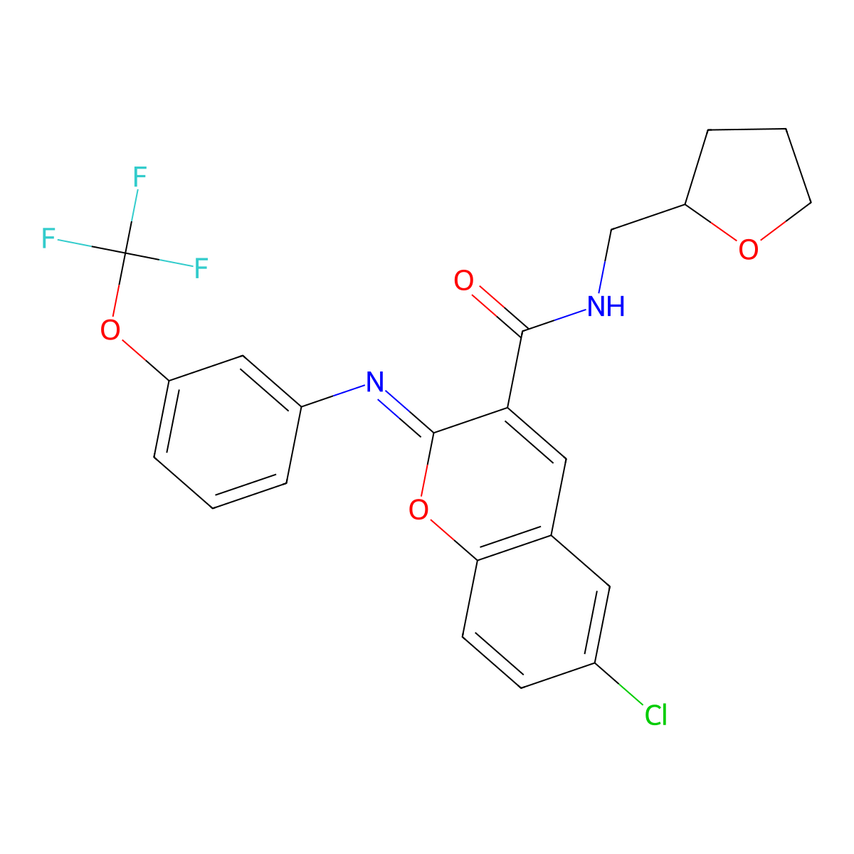 (2Z)-6-chloro-N-[(oxolan-2-yl)methyl]-2-{[3-(trifluoromethoxy)phenyl]imino}-2H-chromene-3-carboxamide molecular structure, CAS 1327194-53-5