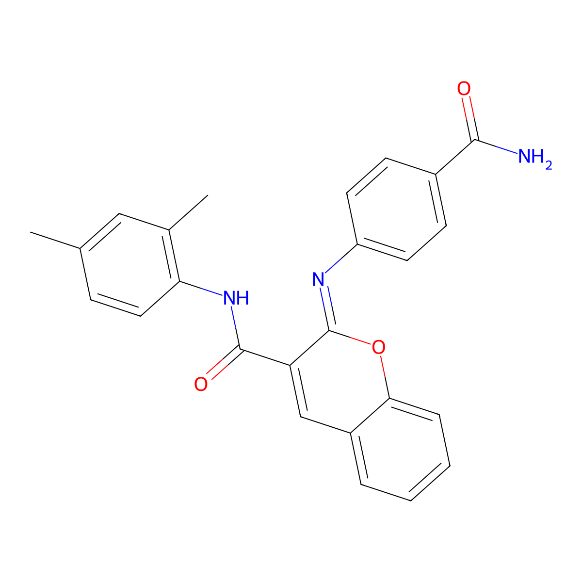 (2Z)-2-[(4-carbamoylphenyl)imino]-N-(2,4-dimethylphenyl)-2H-chromene-3-carboxamide molecular structure, CAS 1327194-54-6