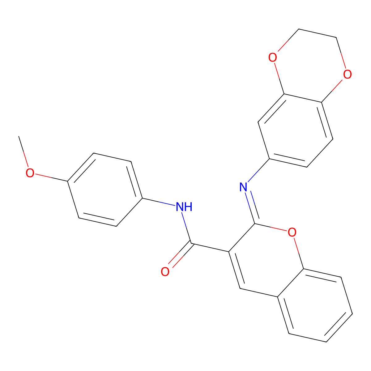 (2Z)-2-(2,3-dihydro-1,4-benzodioxin-6-ylimino)-N-(4-methoxyphenyl)-2H-chromene-3-carboxamide molecular structure, CAS 1327194-81-9