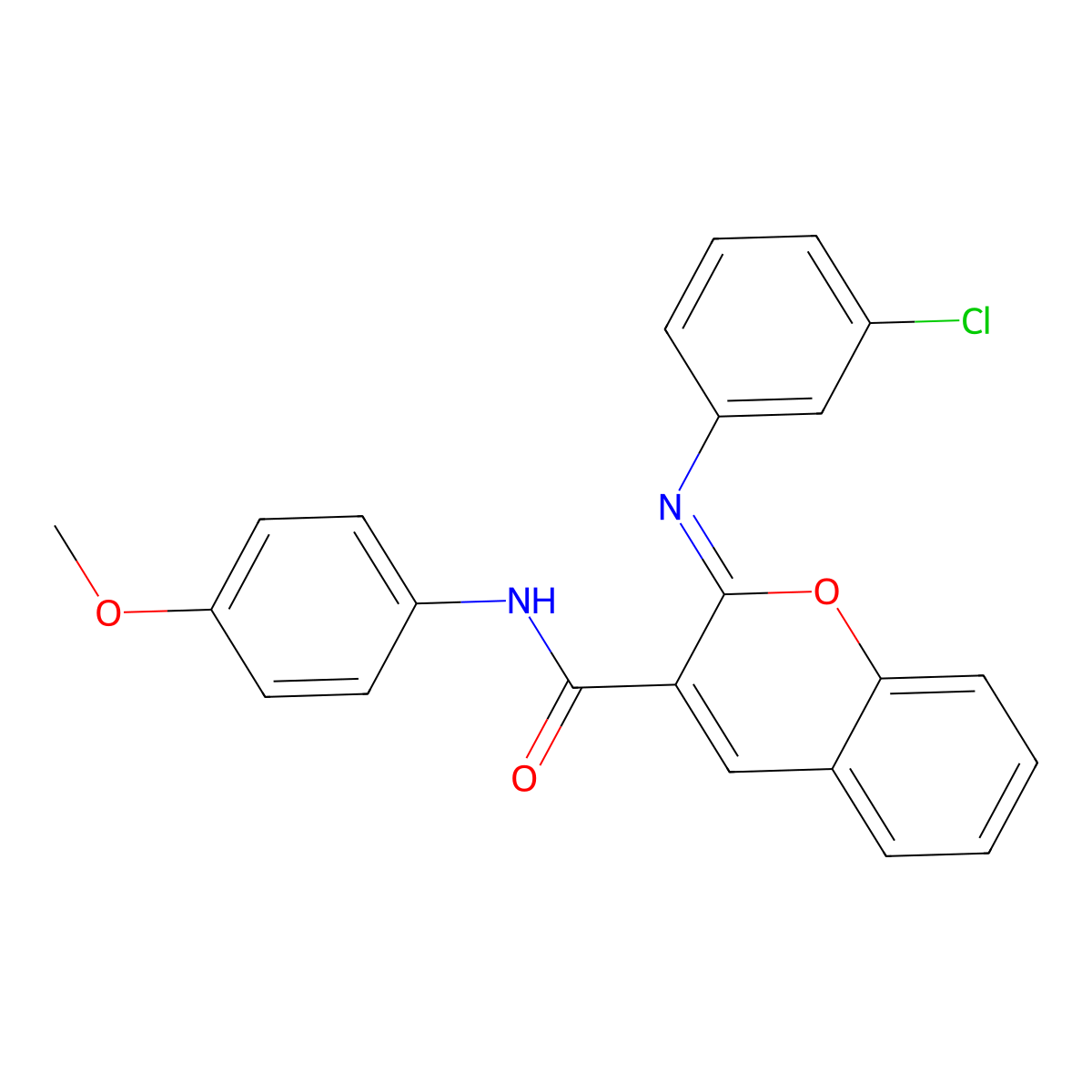 (2Z)-2-[(3-chlorophenyl)imino]-N-(4-methoxyphenyl)-2H-chromene-3-carboxamide molecular structure, CAS 1327194-88-6