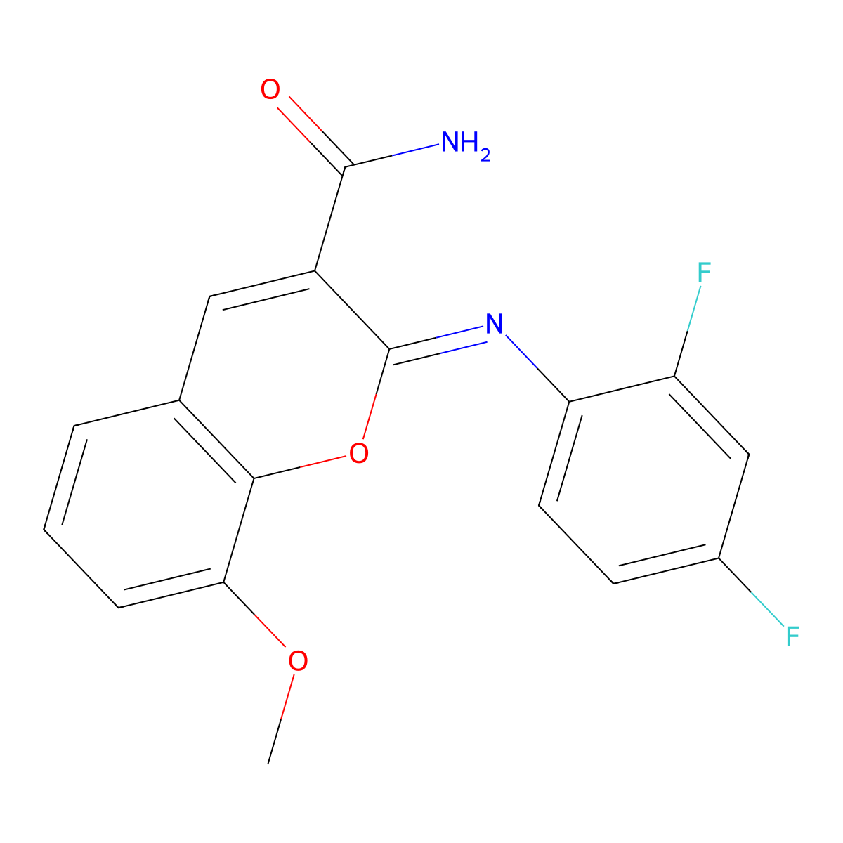 (2Z)-2-[(2,4-difluorophenyl)imino]-8-methoxy-2H-chromene-3-carboxamide molecular structure, CAS 1327194-89-7