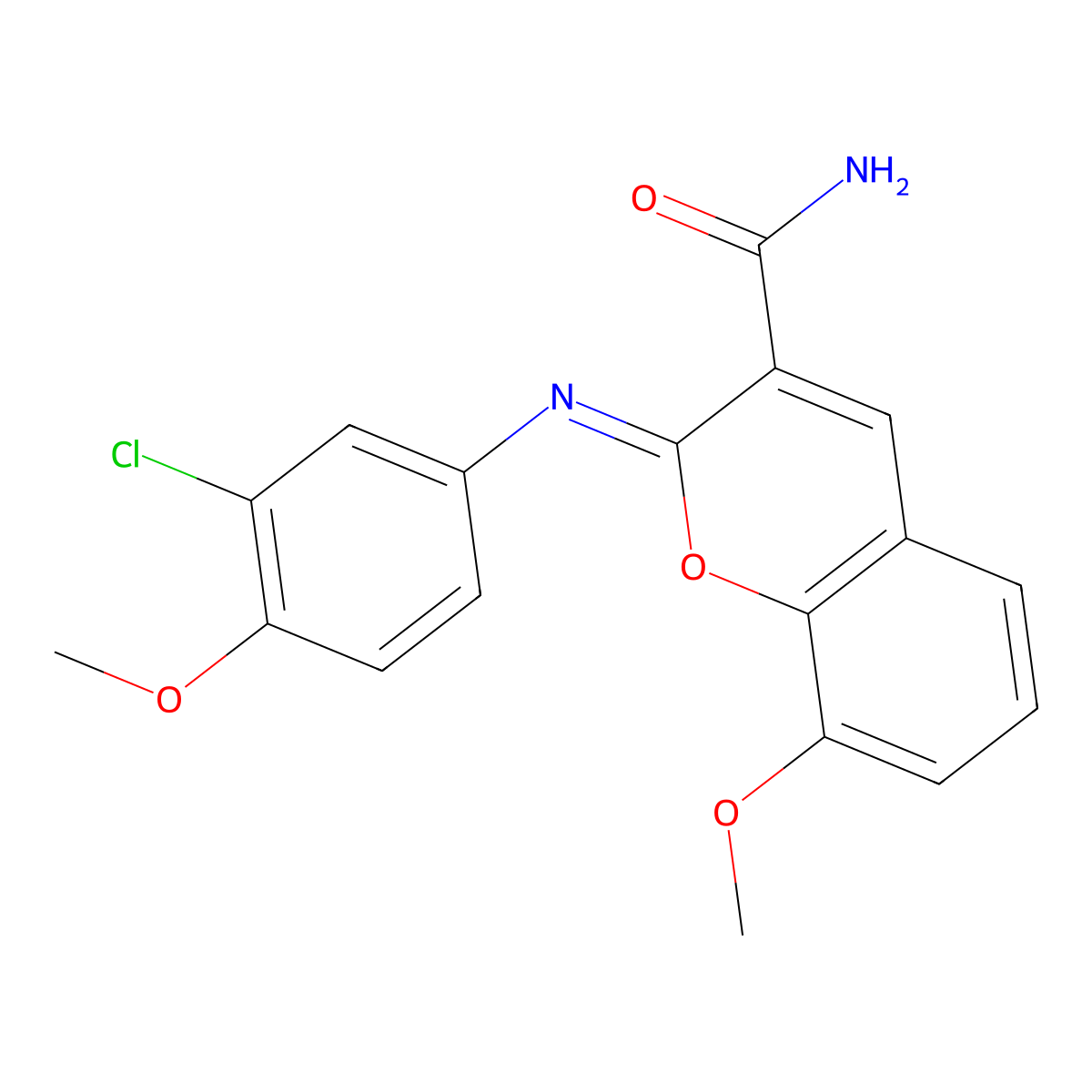 (2Z)-2-[(3-chloro-4-methoxyphenyl)imino]-8-methoxy-2H-chromene-3-carboxamide molecular structure, CAS 1327194-92-2