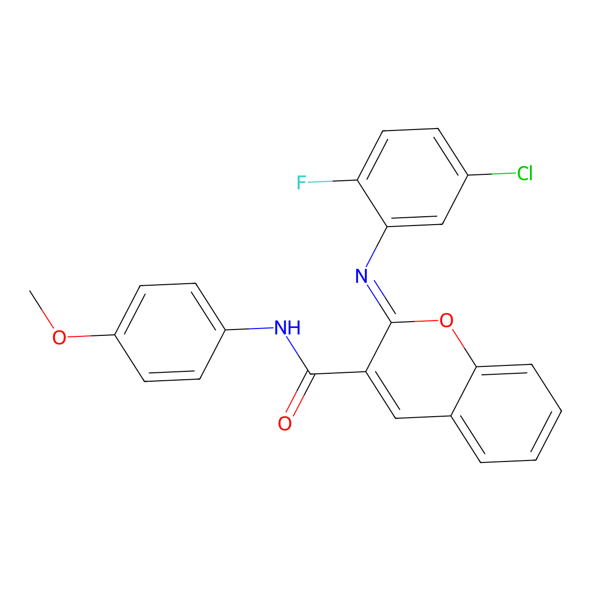 (2Z)-2-[(5-chloro-2-fluorophenyl)imino]-N-(4-methoxyphenyl)-2H-chromene-3-carboxamide molecular structure, CAS 1327194-93-3