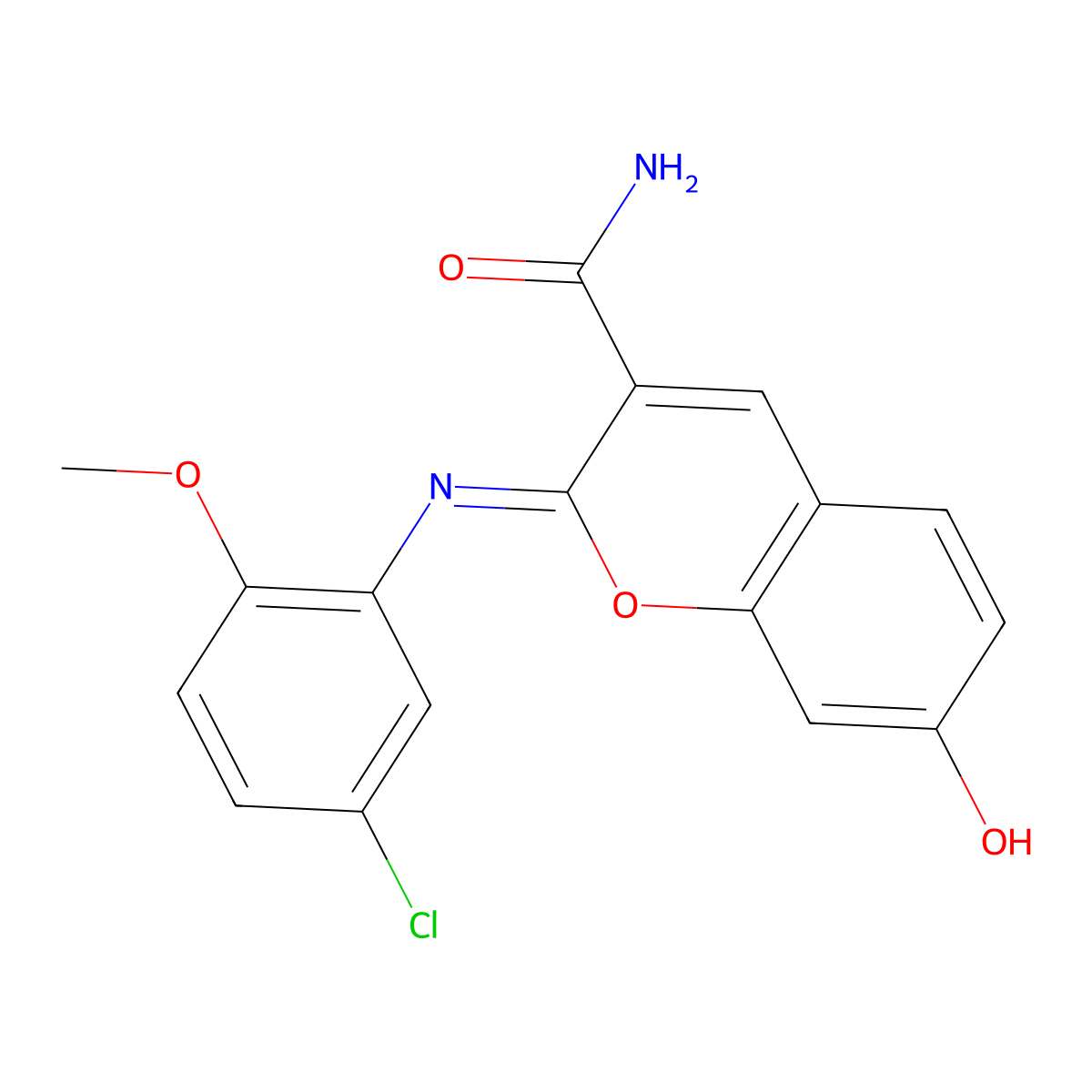 (2Z)-2-[(5-chloro-2-methoxyphenyl)imino]-7-hydroxy-2H-chromene-3-carboxamide molecular structure, CAS 1327194-95-5