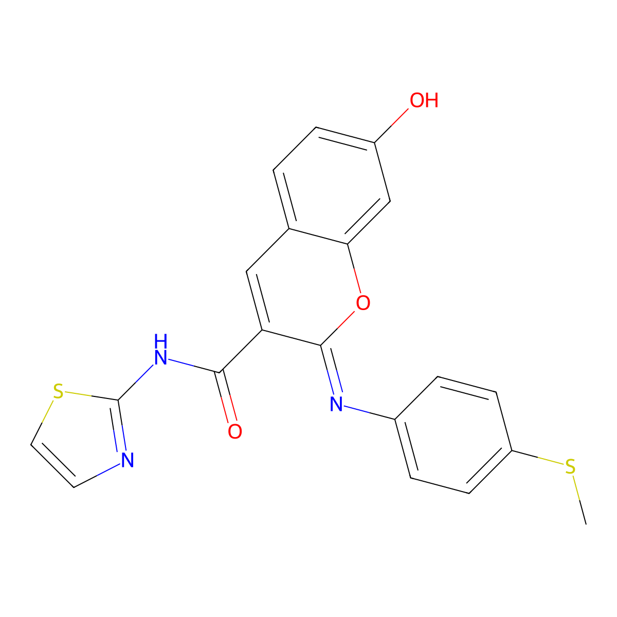 (2Z)-7-hydroxy-2-{[4-(methylsulfanyl)phenyl]imino}-N-(1,3-thiazol-2-yl)-2H-chromene-3-carboxamide molecular structure, CAS 1327195-14-1