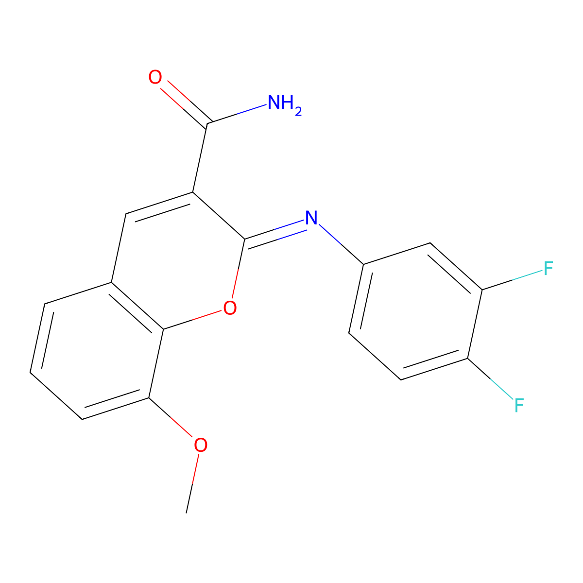(2Z)-2-[(3,4-difluorophenyl)imino]-8-methoxy-2H-chromene-3-carboxamide molecular structure, CAS 1327195-45-8