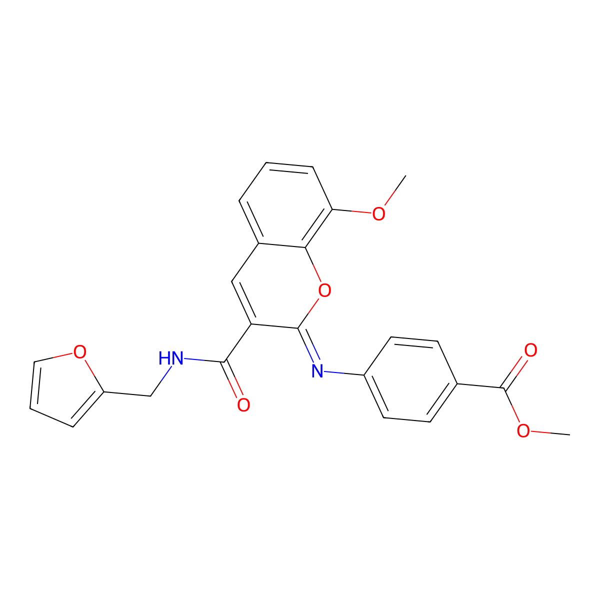 methyl 4-({(2Z)-3-[(furan-2-ylmethyl)carbamoyl]-8-methoxy-2H-chromen-2-ylidene}amino)benzoate molecular structure, CAS 1327195-55-0