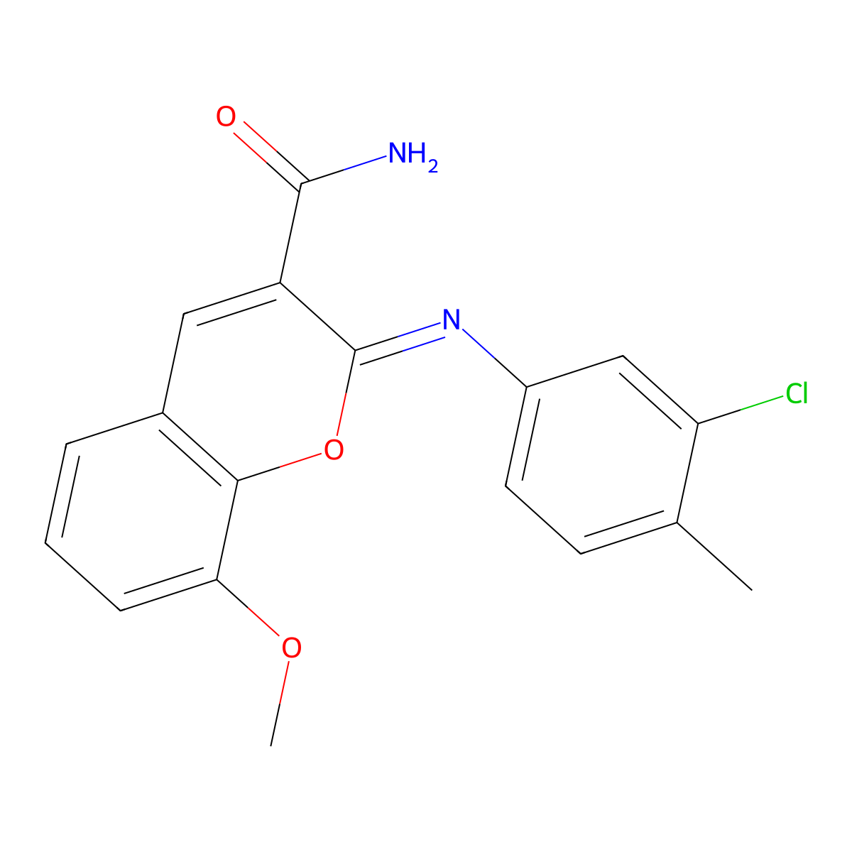 (2Z)-2-[(3-chloro-4-methylphenyl)imino]-8-methoxy-2H-chromene-3-carboxamide molecular structure, CAS 1327195-75-4