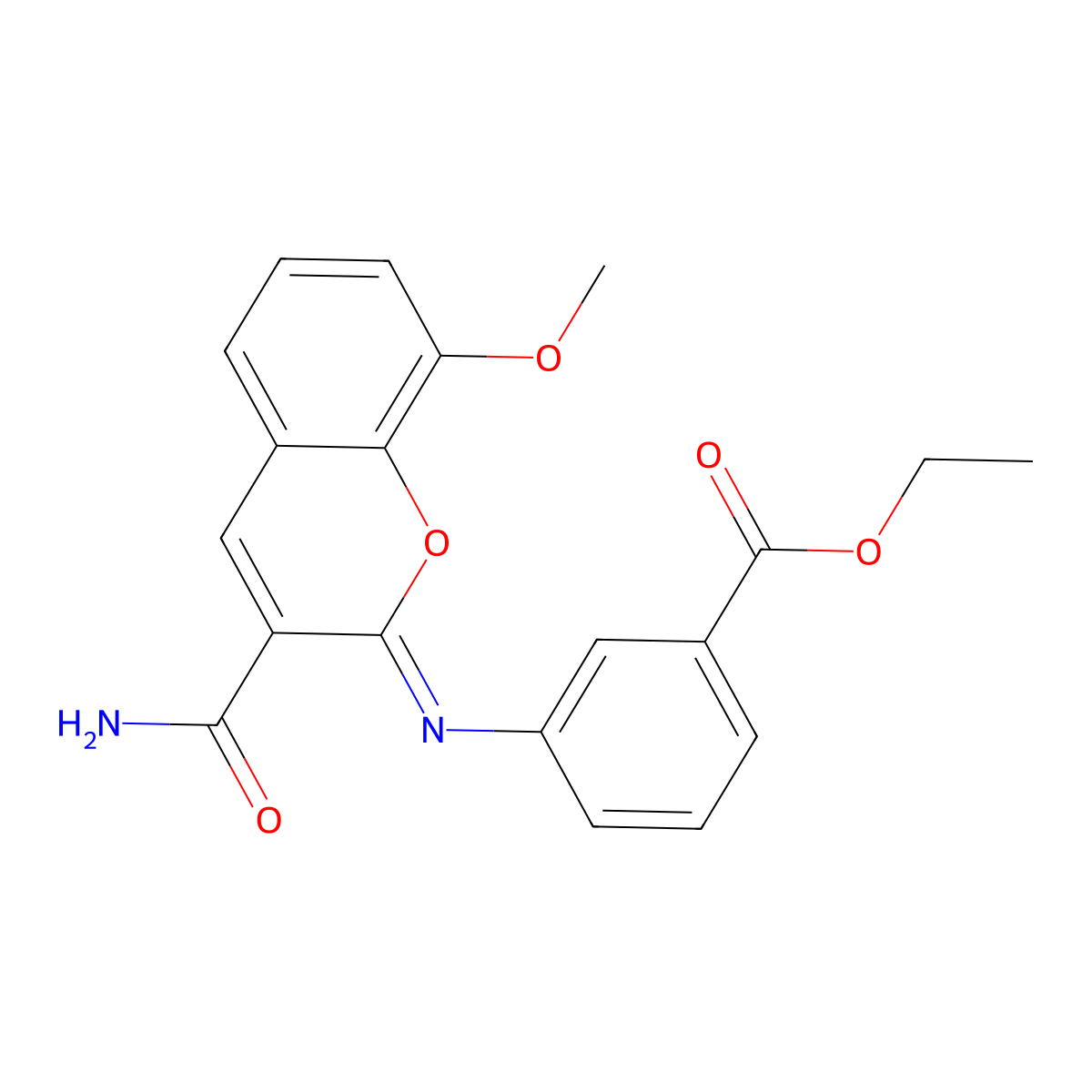 ethyl 3-{[(2Z)-3-carbamoyl-8-methoxy-2H-chromen-2-ylidene]amino}benzoate molecular structure, CAS 1327196-43-9