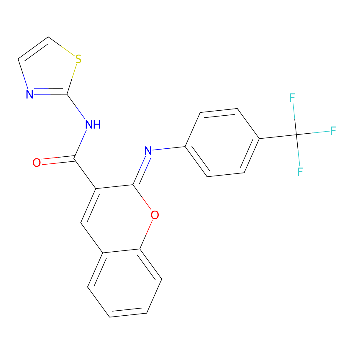 (2Z)-N-(1,3-thiazol-2-yl)-2-{[4-(trifluoromethyl)phenyl]imino}-2H-chromene-3-carboxamide molecular structure, CAS 1327196-70-2