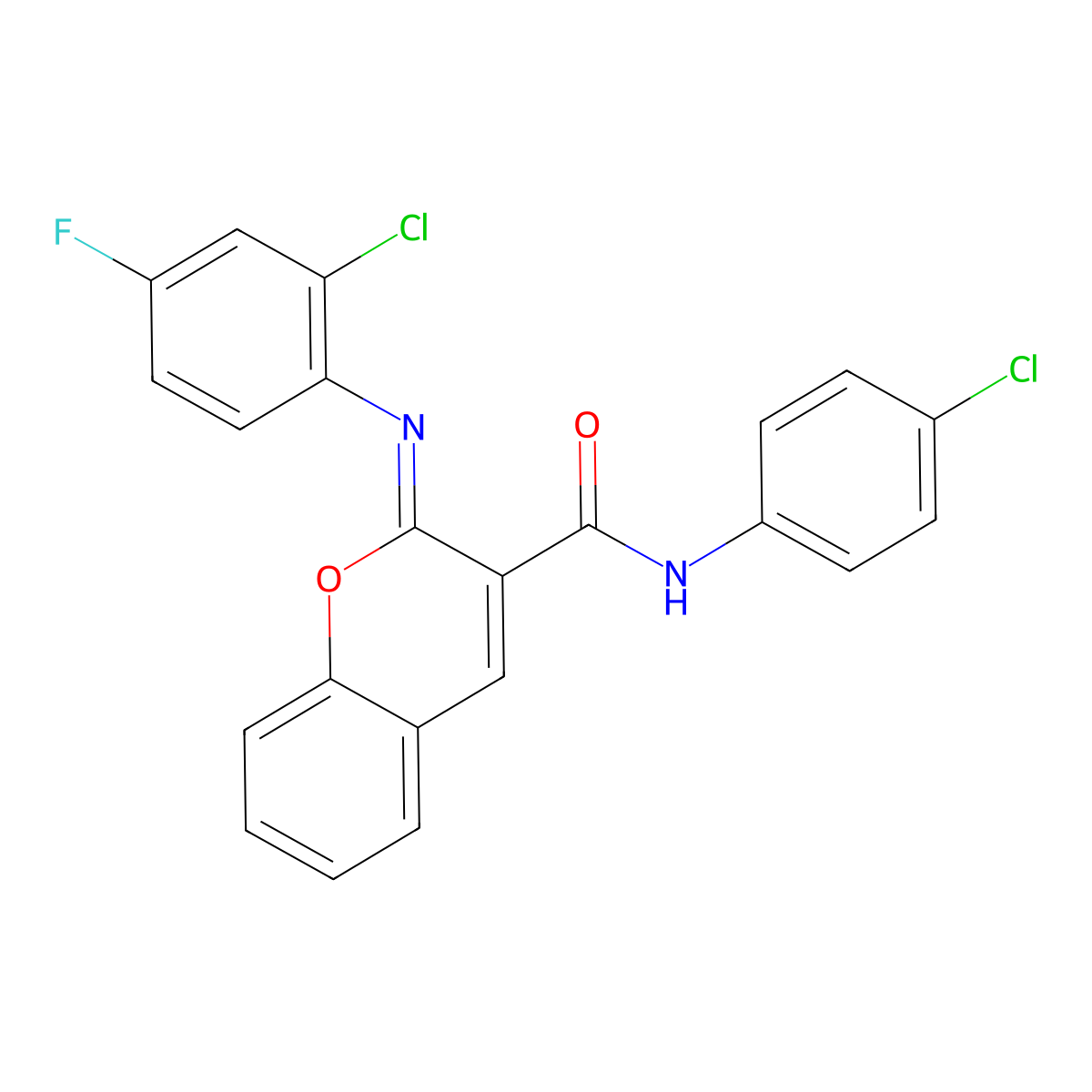 (2Z)-2-[(2-chloro-4-fluorophenyl)imino]-N-(4-chlorophenyl)-2H-chromene-3-carboxamide molecular structure, CAS 1327196-78-0