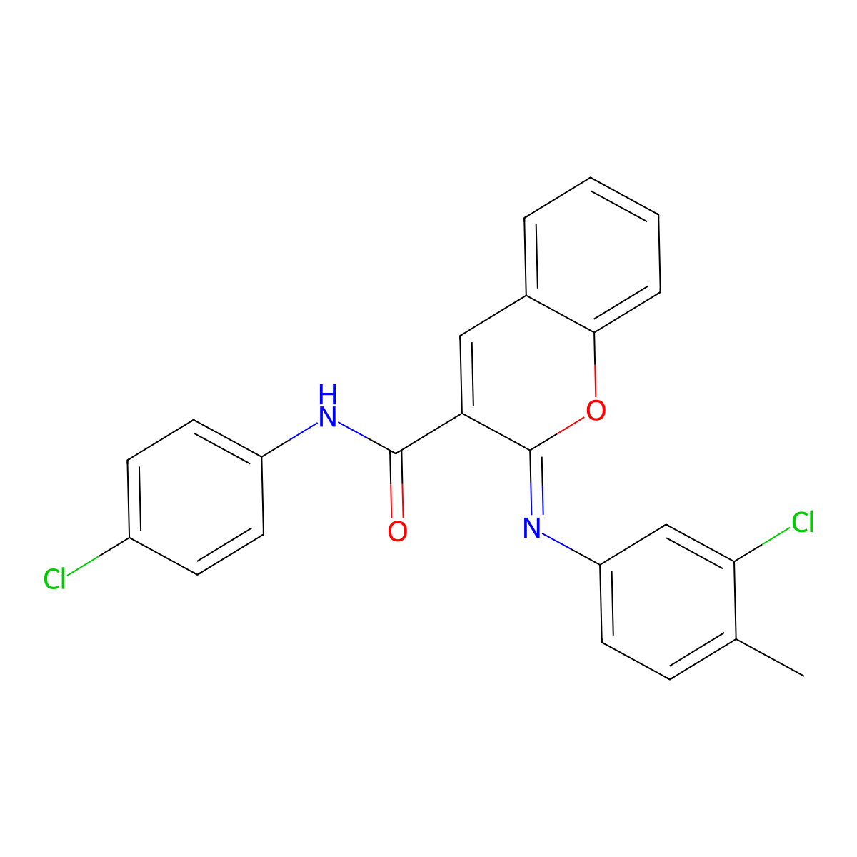 (2Z)-2-[(3-chloro-4-methylphenyl)imino]-N-(4-chlorophenyl)-2H-chromene-3-carboxamide molecular structure, CAS 1327196-81-5