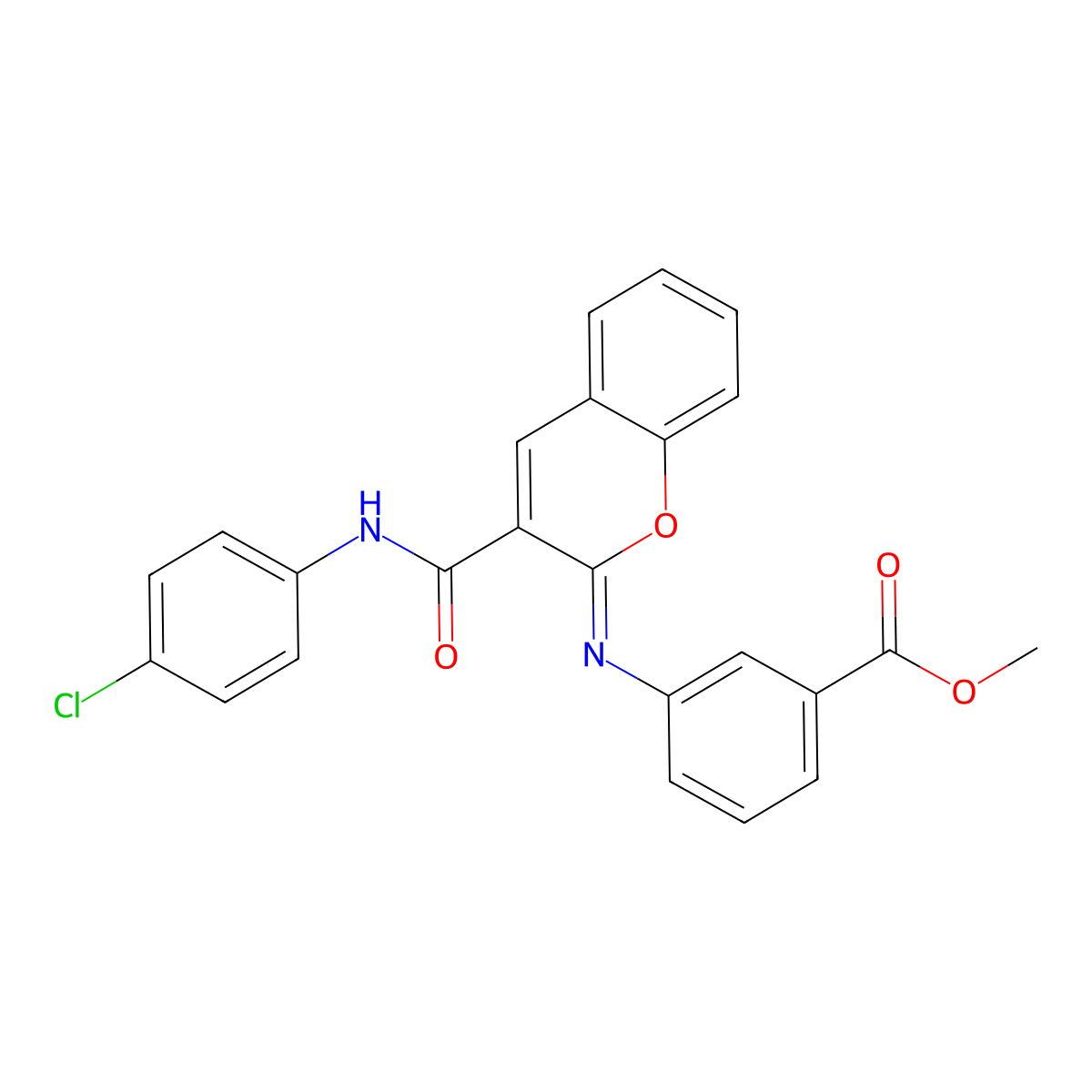 methyl 3-({(2Z)-3-[(4-chlorophenyl)carbamoyl]-2H-chromen-2-ylidene}amino)benzoate molecular structure, CAS 1327196-99-5