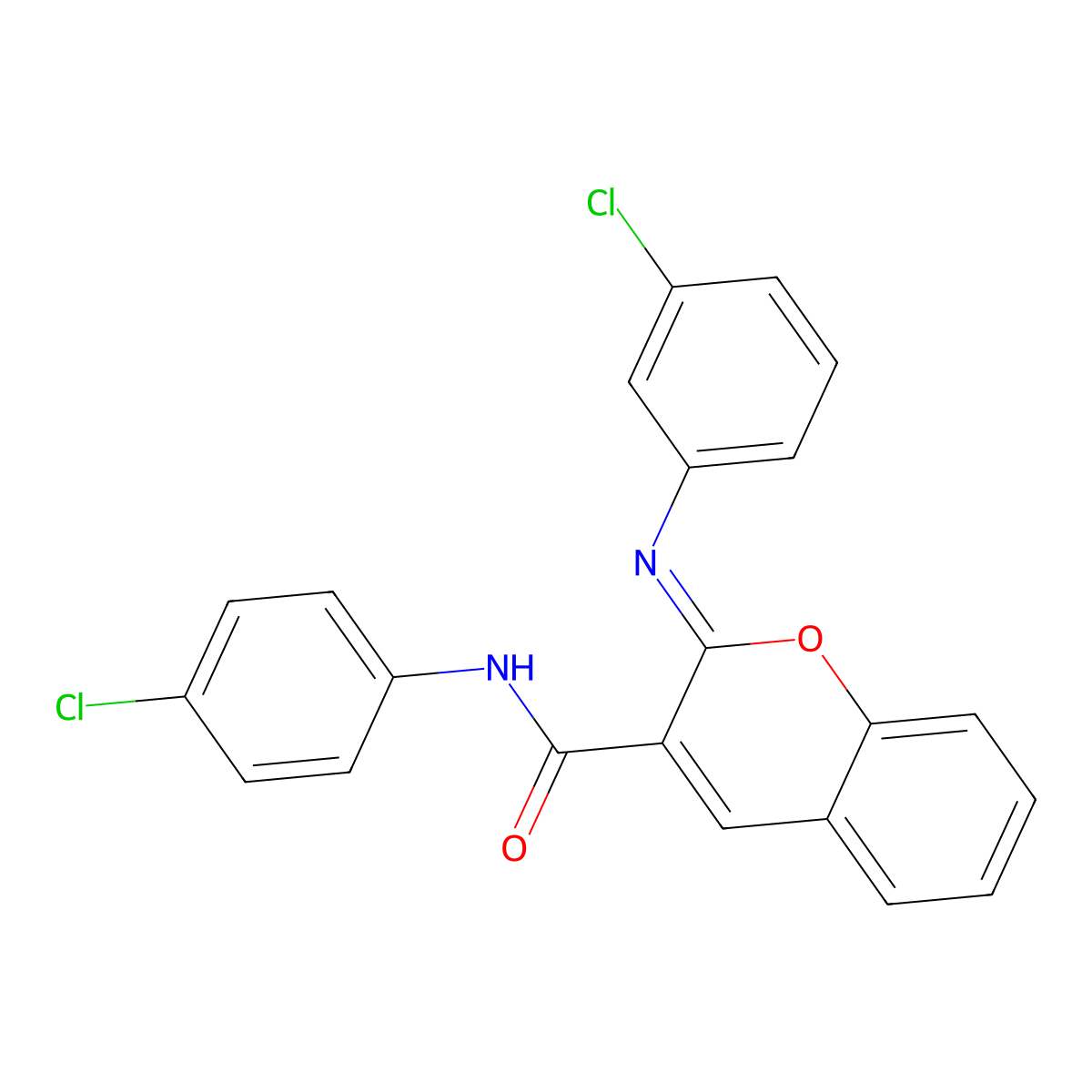 (2Z)-N-(4-chlorophenyl)-2-[(3-chlorophenyl)imino]-2H-chromene-3-carboxamide molecular structure, CAS 1327197-09-0
