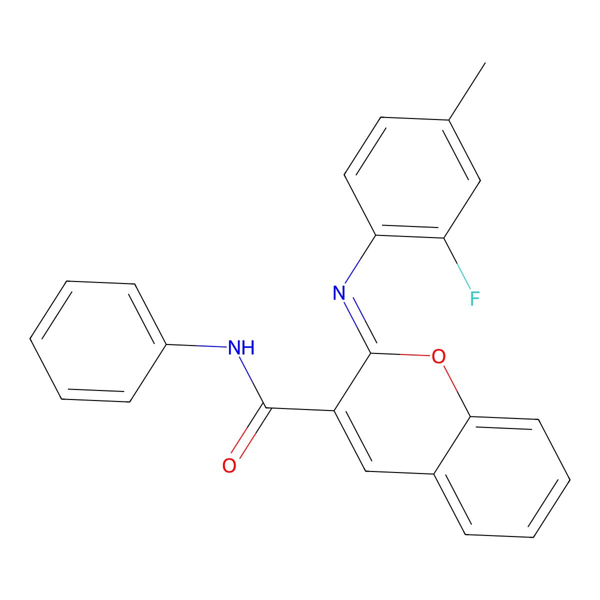 (2Z)-2-[(2-fluoro-4-methylphenyl)imino]-N-phenyl-2H-chromene-3-carboxamide molecular structure, CAS 1327197-25-0