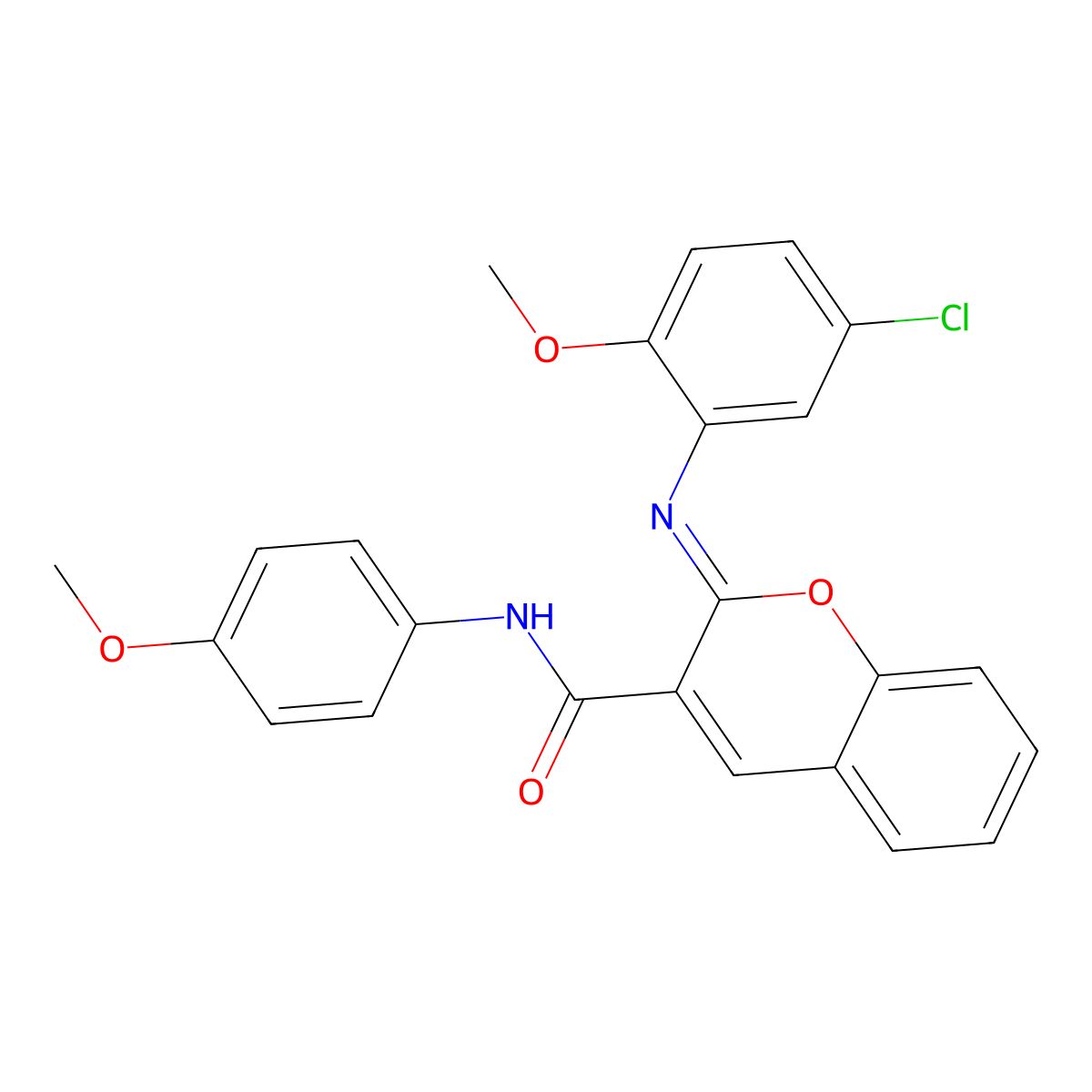 (2Z)-2-[(5-chloro-2-methoxyphenyl)imino]-N-(4-methoxyphenyl)-2H-chromene-3-carboxamide molecular structure, CAS 1327197-33-0