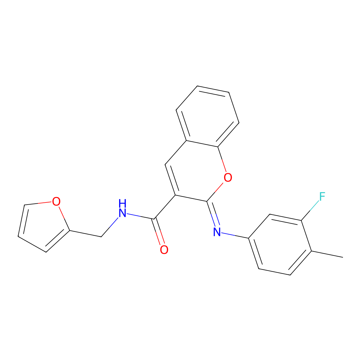 (2Z)-2-[(3-fluoro-4-methylphenyl)imino]-N-(furan-2-ylmethyl)-2H-chromene-3-carboxamide molecular structure, CAS 1327197-51-2