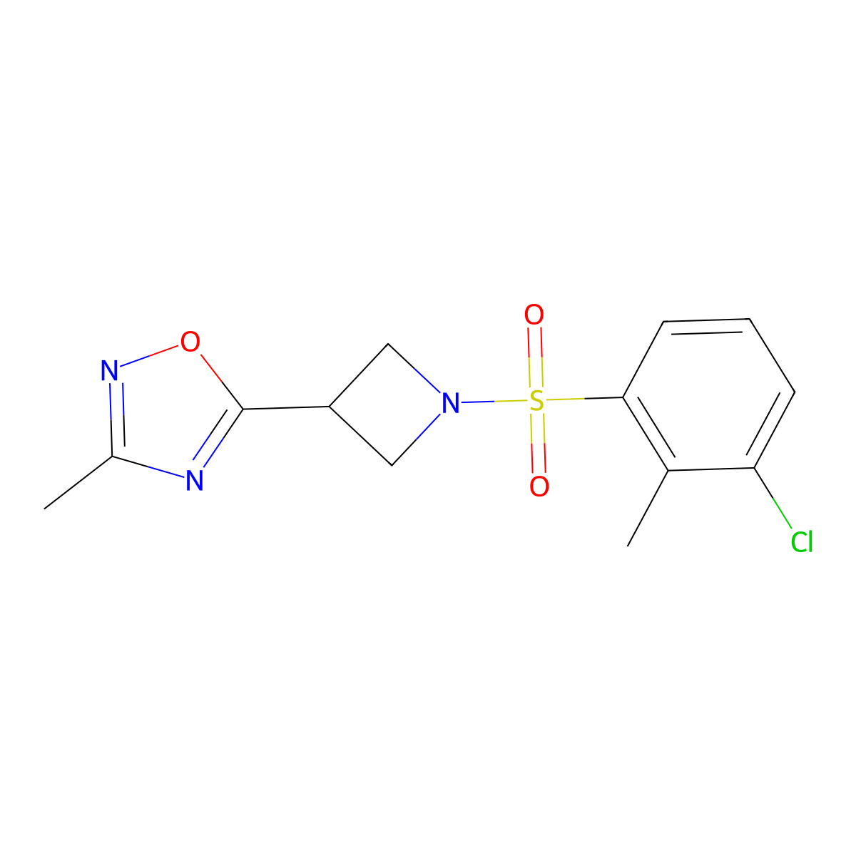 5-[1-(3-Chloro-2-methylbenzenesulfonyl)azetidin-3-yl]-3-methyl-1,2,4-oxadiazole molecular structure, CAS 1327198-49-1