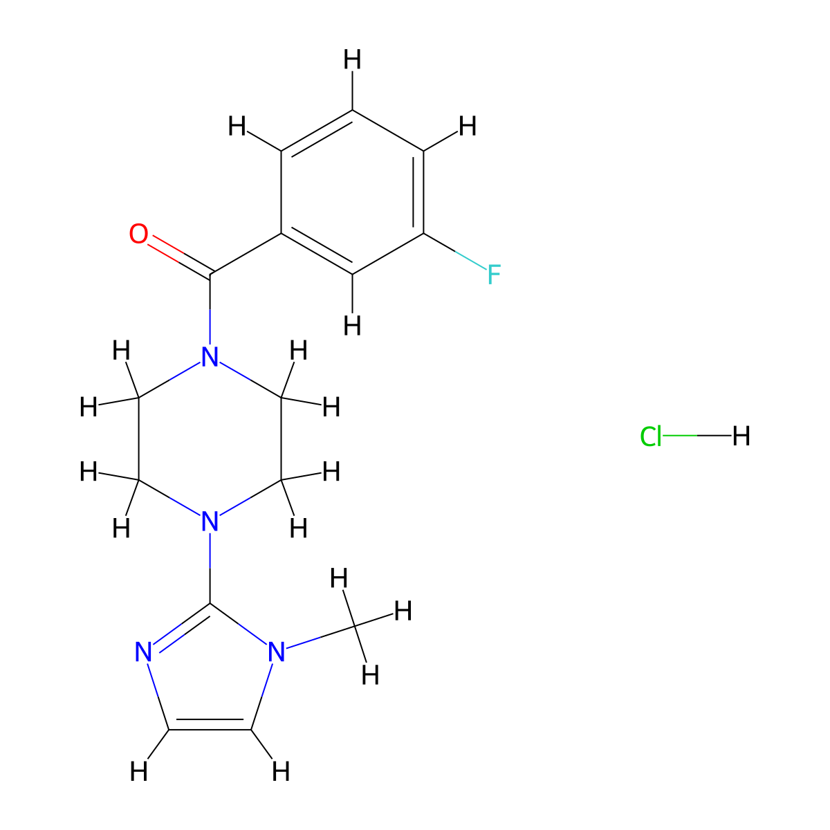 (3-fluorophenyl)(4-(1-methyl-1H-imidazol-2-yl)piperazin-1-yl)methanone hydrochloride molecular structure, CAS 1327201-30-8