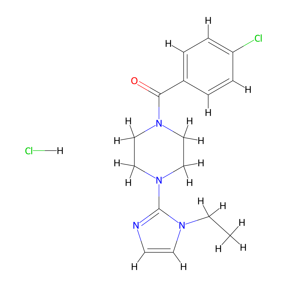 (4-chlorophenyl)(4-(1-ethyl-1H-imidazol-2-yl)piperazin-1-yl)methanone hydrochloride molecular structure, CAS 1327201-40-0