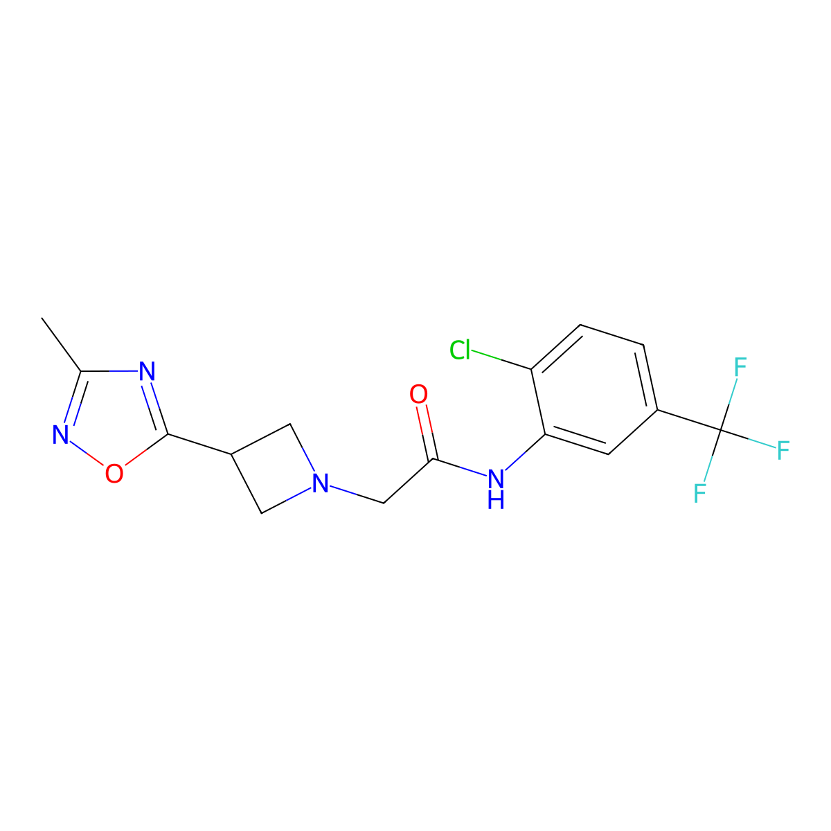 N-[2-chloro-5-(trifluoromethyl)phenyl]-2-[3-(3-methyl-1,2,4-oxadiazol-5-yl)azetidin-1-yl]acetamide molecular structure, CAS 1327202-86-7