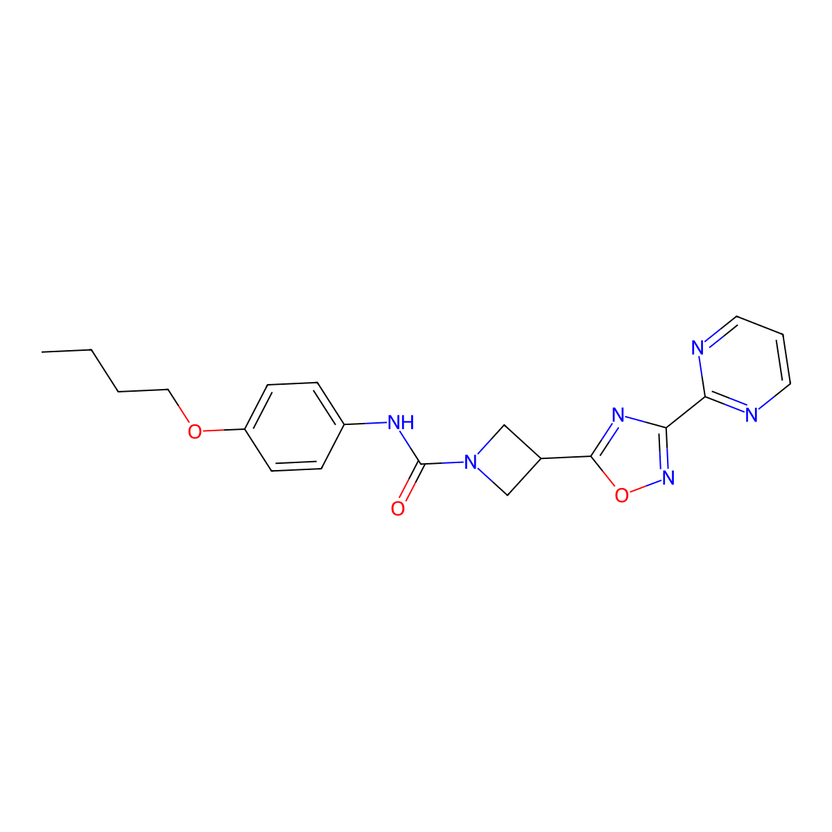 N-(4-butoxyphenyl)-3-[3-(pyrimidin-2-yl)-1,2,4-oxadiazol-5-yl]azetidine-1-carboxamide molecular structure, CAS 1327203-83-7