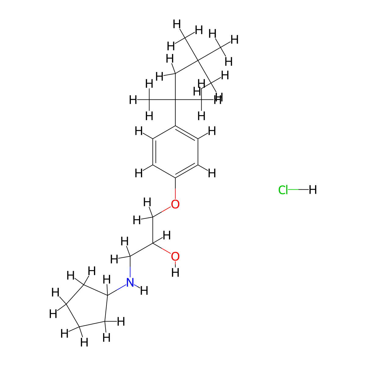 1-(Cyclopentylamino)-3-(4-(2,4,4-trimethylpentan-2-yl)phenoxy)propan-2-ol hydrochloride molecular structure, CAS 1327207-06-6