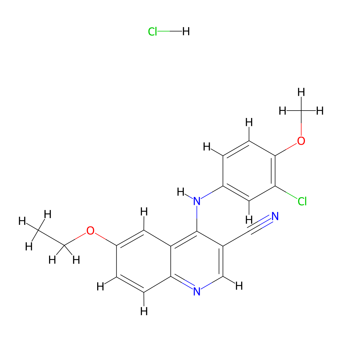 4-[(3-Chloro-4-methoxyphenyl)amino]-6-ethoxyquinoline-3-carbonitrile hydrochloride molecular structure, CAS 1327207-09-9
