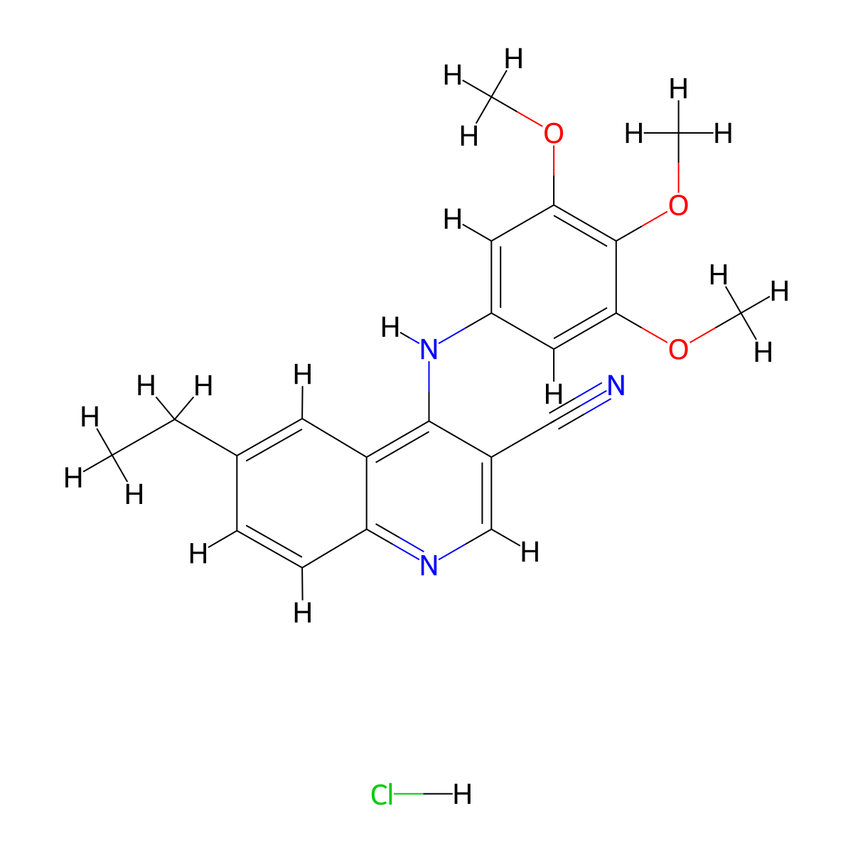 6-Ethyl-4-[(3,4,5-trimethoxyphenyl)amino]quinoline-3-carbonitrile hydrochloride molecular structure, CAS 1327207-17-9