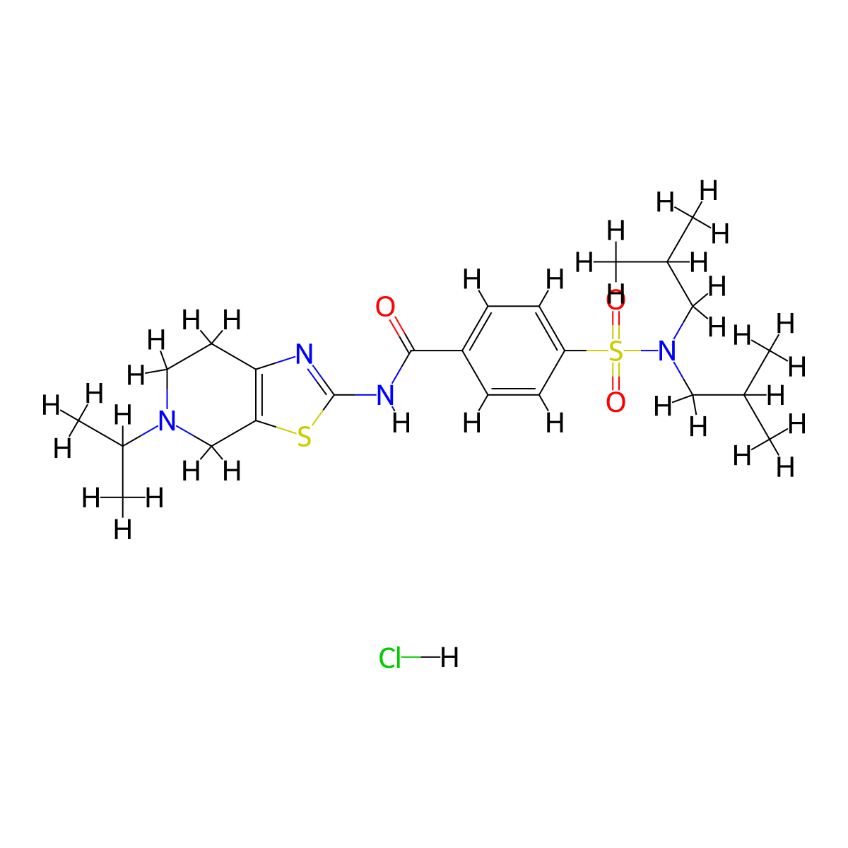 4-(N,N-diisobutylsulfamoyl)-N-(5-isopropyl-4,5,6,7-tetrahydrothiazolo[5,4-c]pyridin-2-yl)benzamide hydrochloride molecular structure, CAS 1327208-66-1