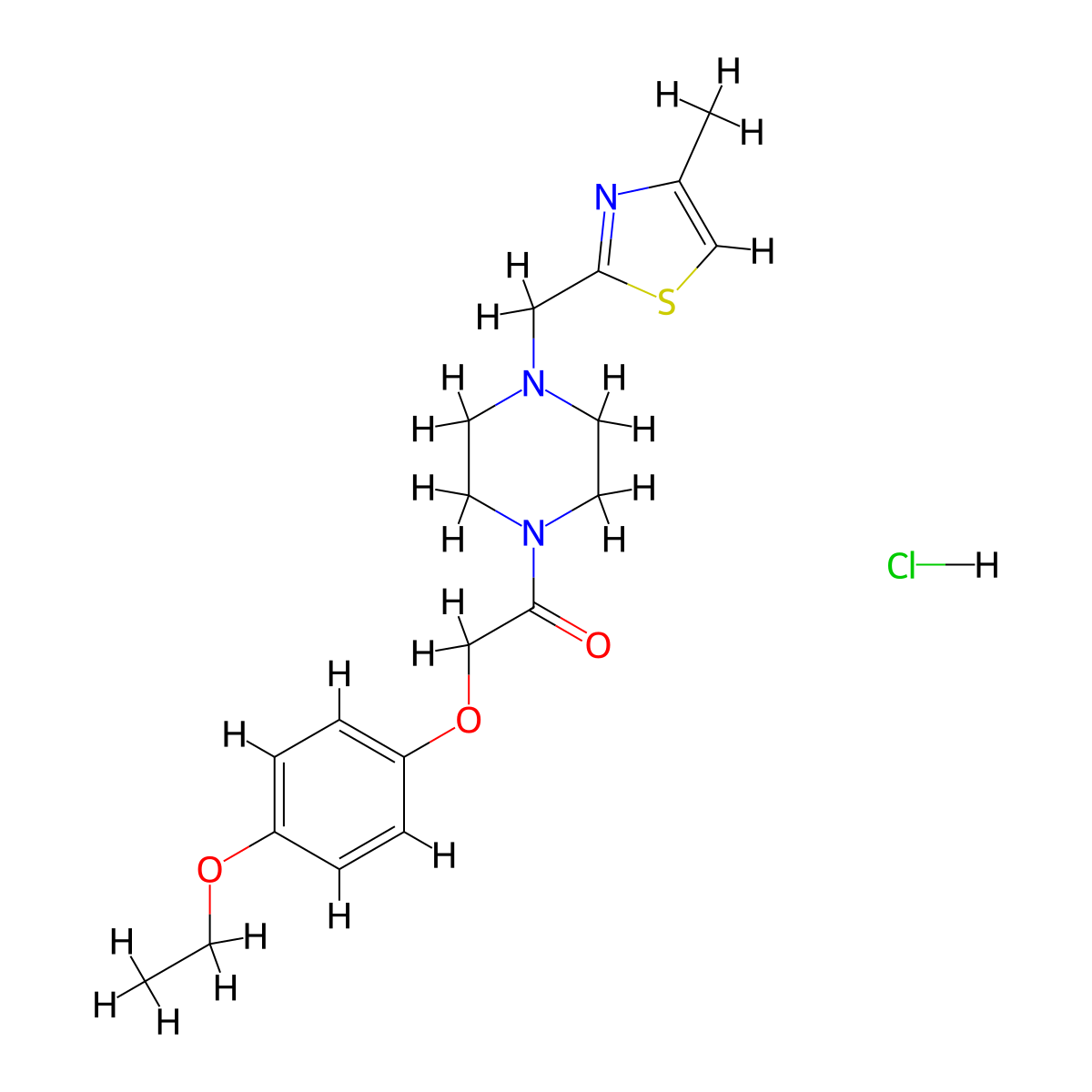 2-(4-Ethoxyphenoxy)-1-(4-((4-methylthiazol-2-yl)methyl)piperazin-1-yl)ethanone hydrochloride molecular structure, CAS 1327208-96-7