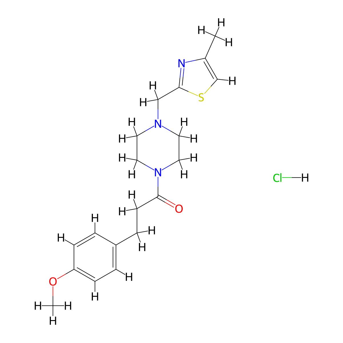 3-(4-Methoxyphenyl)-1-(4-((4-methylthiazol-2-yl)methyl)piperazin-1-yl)propan-1-one hydrochloride molecular structure, CAS 1327208-98-9