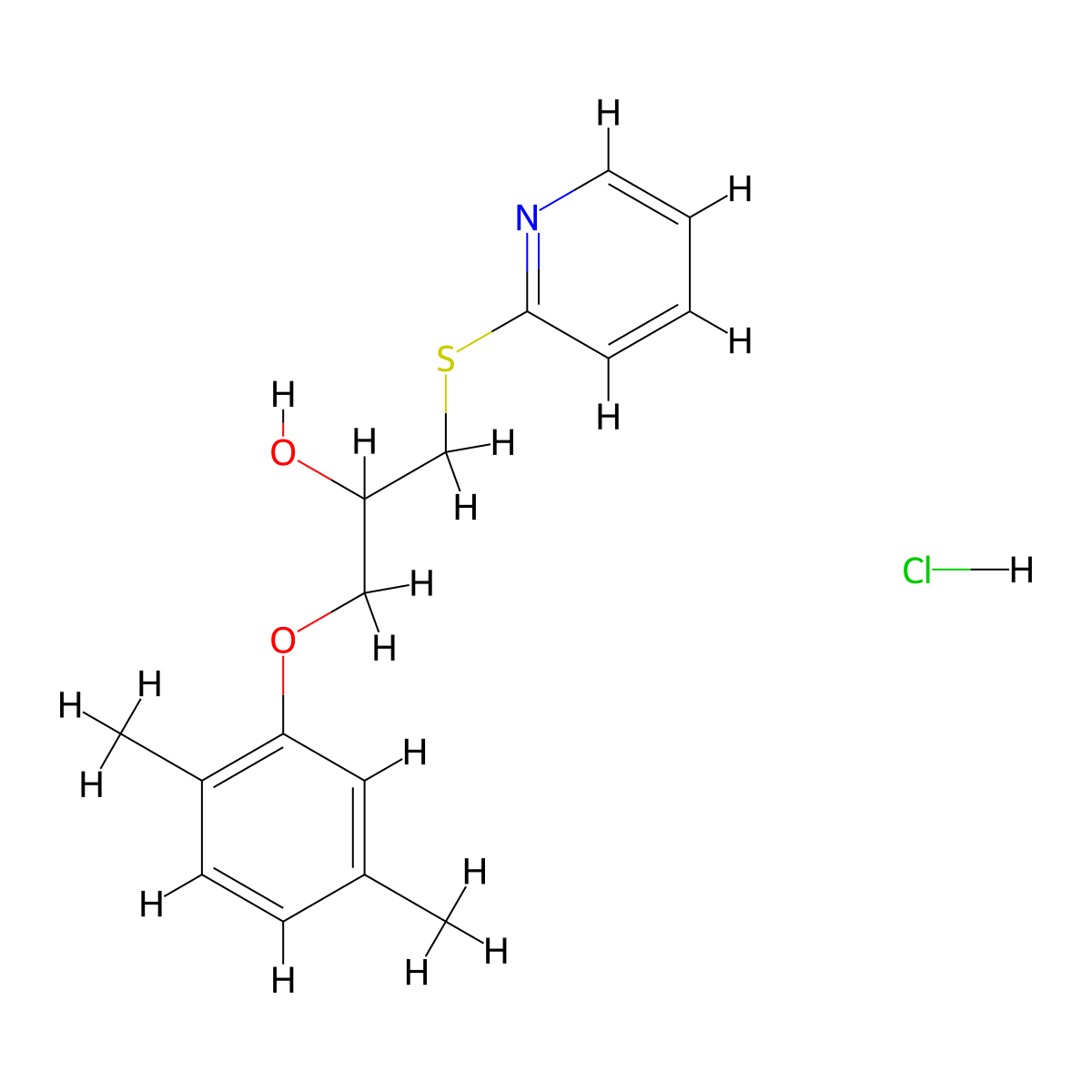 1-(2,5-Dimethylphenoxy)-3-(pyridin-2-ylthio)propan-2-ol hydrochloride molecular structure, CAS 1327217-04-8