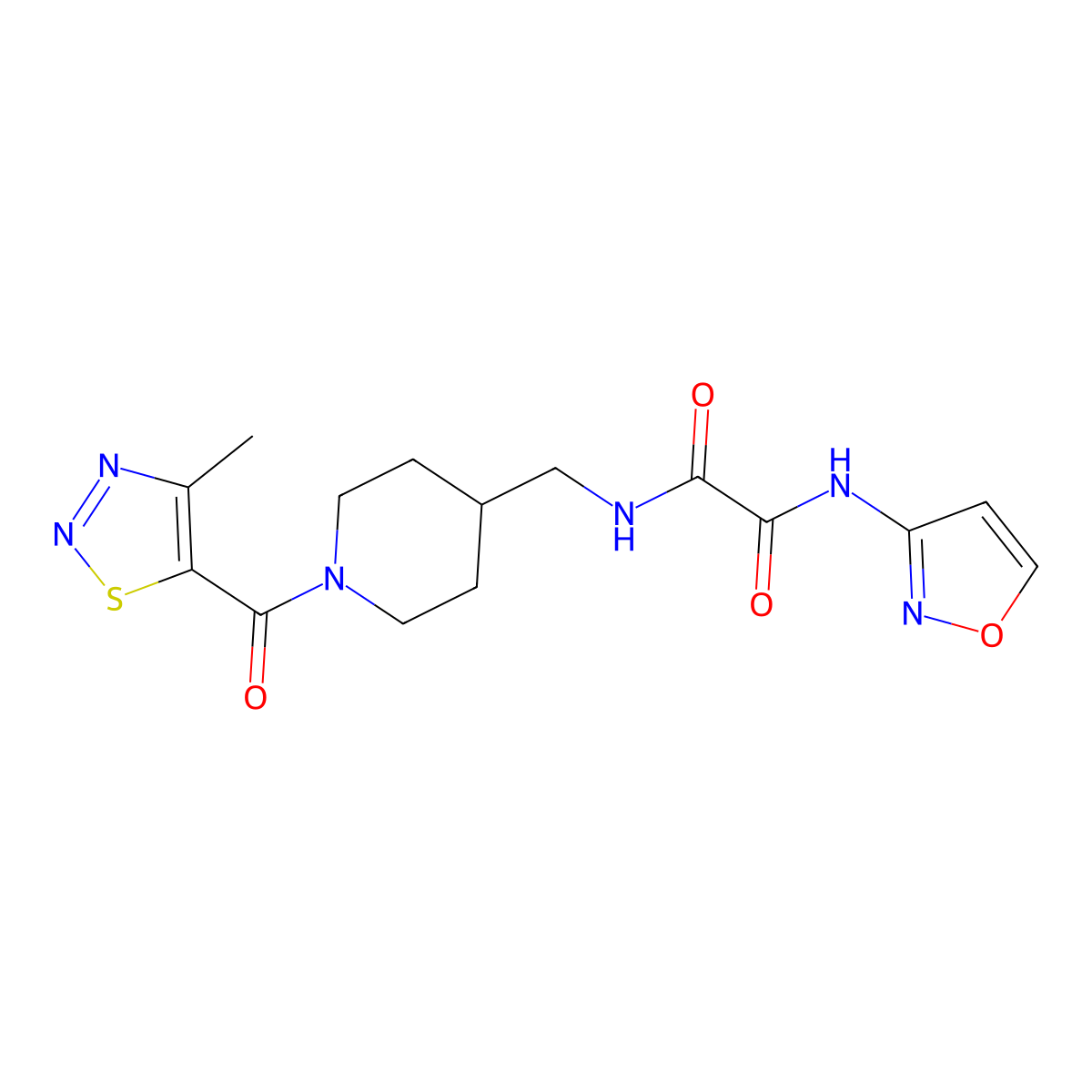N1-(isoxazol-3-yl)-N2-((1-(4-methyl-1,2,3-thiadiazole-5-carbonyl)piperidin-4-yl)methyl)oxalamide molecular structure, CAS 1327217-64-0