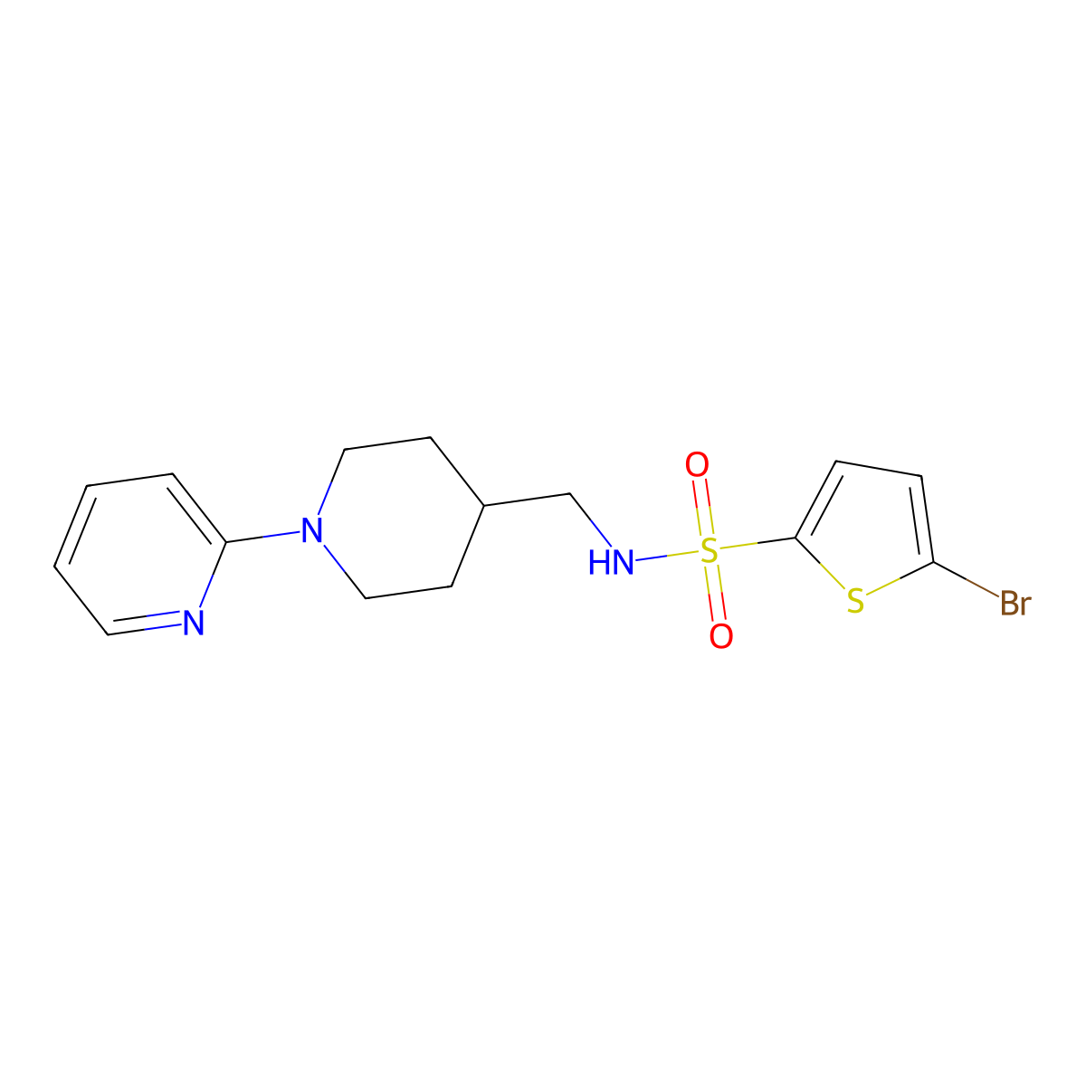 5-bromo-N-((1-(pyridin-2-yl)piperidin-4-yl)methyl)thiophene-2-sulfonamide molecular structure, CAS 1327217-72-0