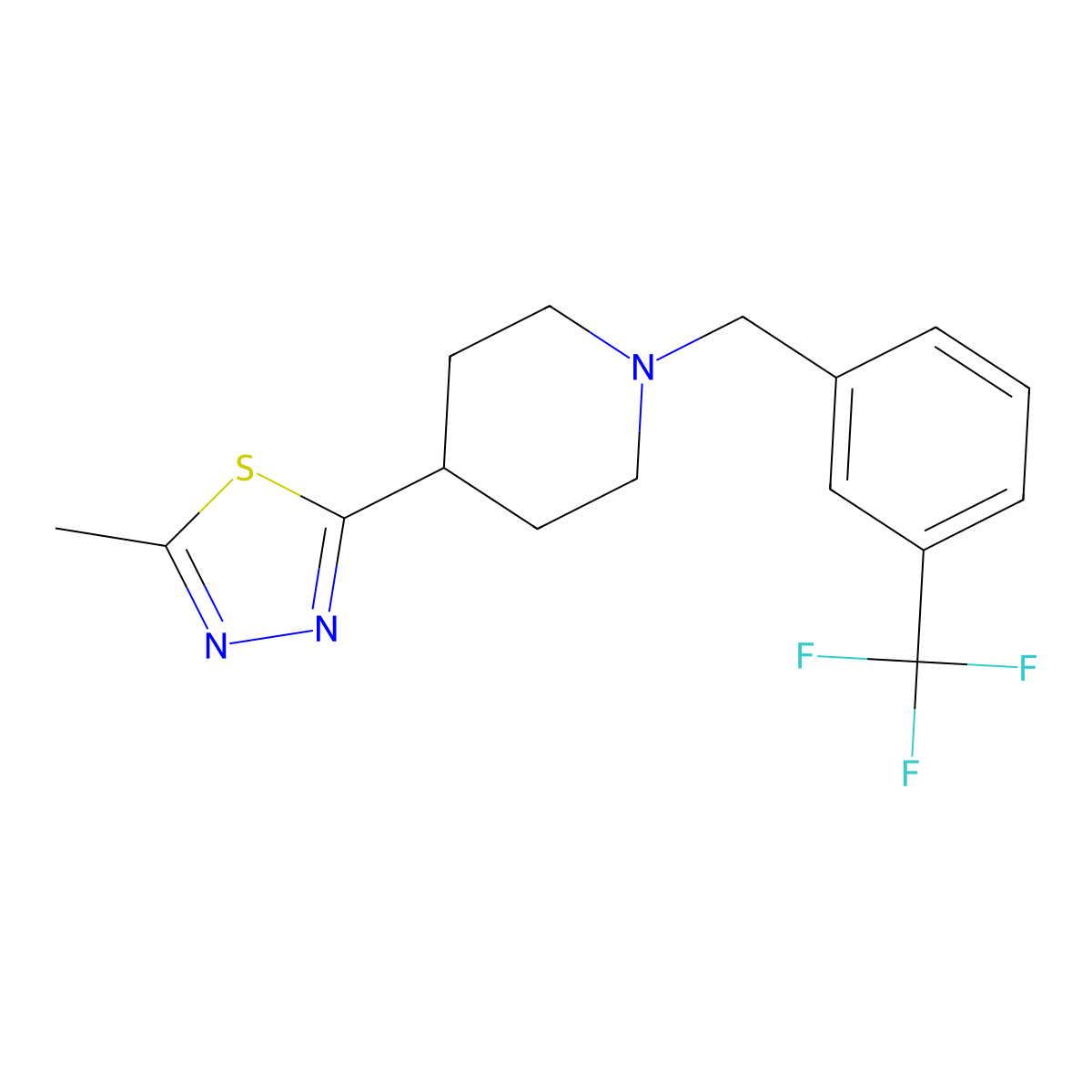 2-Methyl-5-(1-(3-(trifluoromethyl)benzyl)piperidin-4-yl)-1,3,4-thiadiazole molecular structure, CAS 1327218-28-9