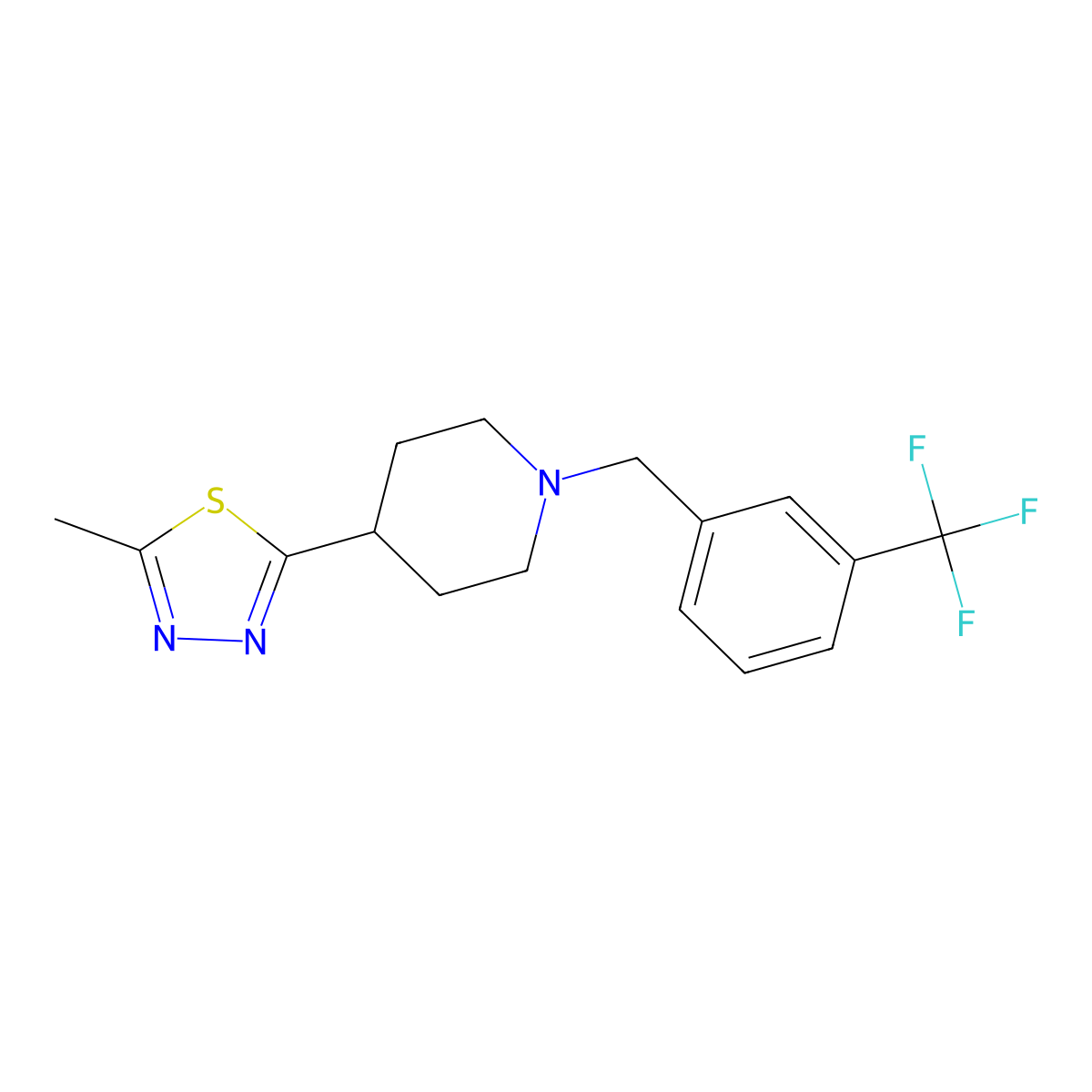2-Methyl-5-(1-(3-(trifluoromethyl)benzyl)piperidin-4-yl)-1,3,4-thiadiazole molecular structure, CAS 1327218-28-9